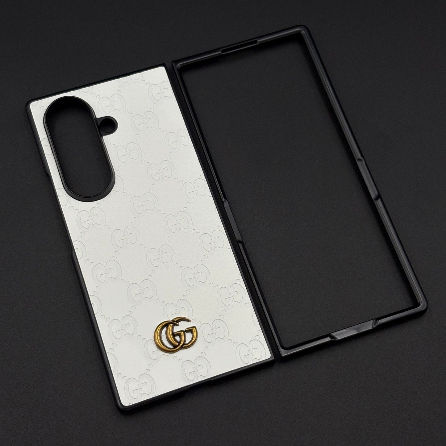 Luxury GG Pattern Leather Feel Case for Samsung Galaxy Z Fold 5 | Designer-Inspired Premium Back Cover