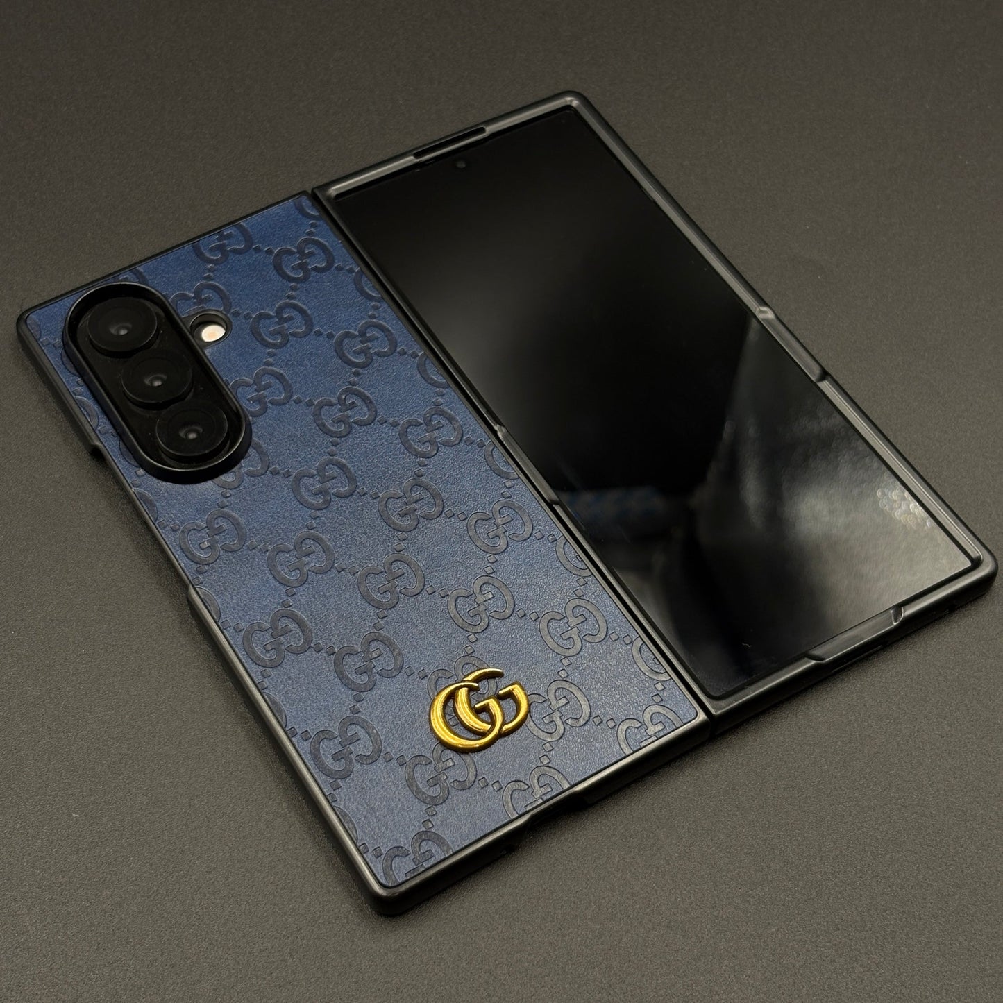 Luxury GG Pattern Leather Feel Case for Samsung Galaxy Z Fold 5 | Designer-Inspired Premium Back Cover