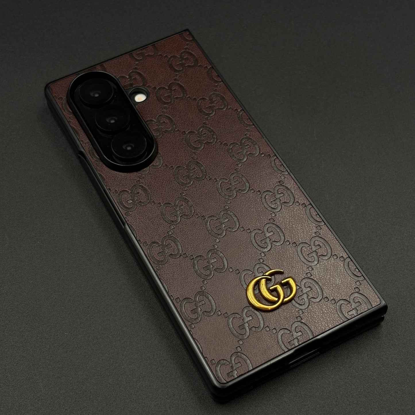 Luxury GG Pattern Leather Feel Case for Samsung Galaxy Z Fold 5 | Designer-Inspired Premium Back Cover