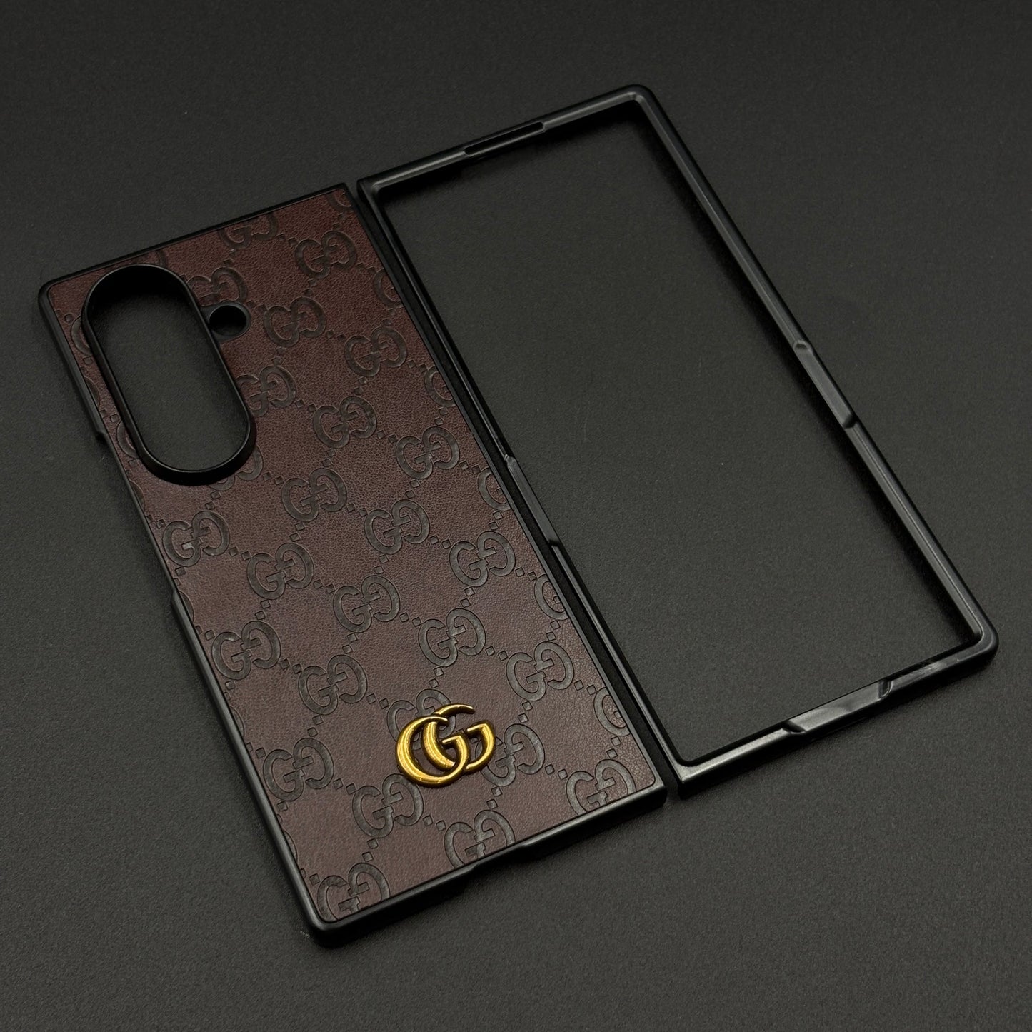 Luxury GG Pattern Leather Feel Case for Samsung Galaxy Z Fold 5 | Designer-Inspired Premium Back Cover