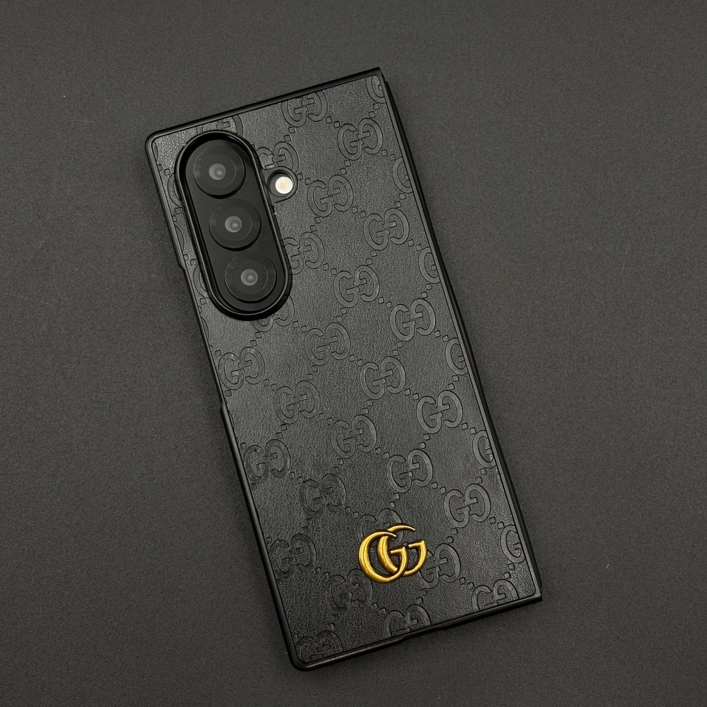 Luxury GG Pattern Leather Feel Case for Samsung Galaxy Z Fold 5 | Designer-Inspired Premium Back Cover