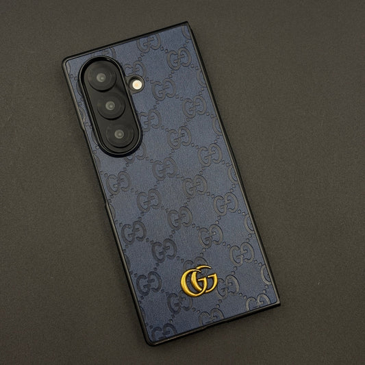 Luxury GG Pattern Leather Feel Case for Samsung Galaxy Z Fold 5 | Designer-Inspired Premium Back Cover