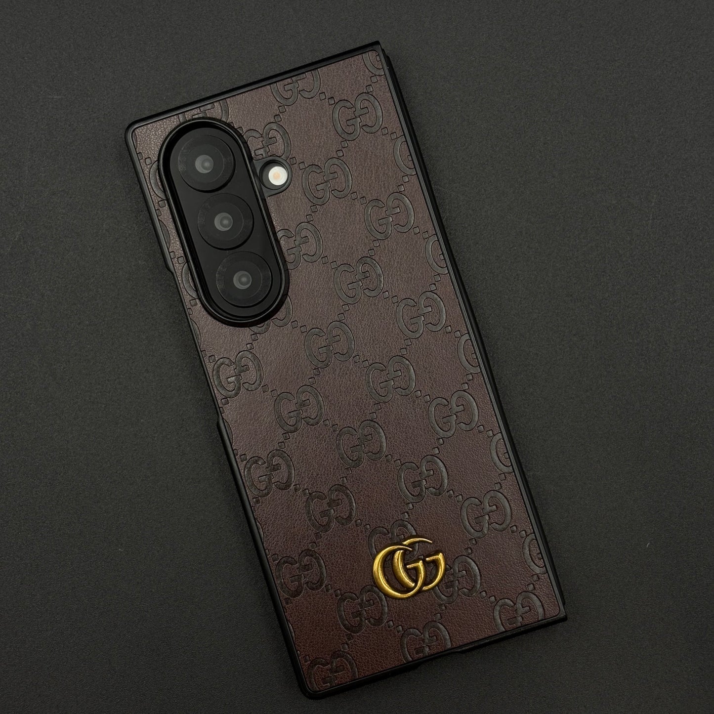 Luxury GG Pattern Leather Feel Case for Samsung Galaxy Z Fold 6 | Designer-Inspired Premium Back Cover