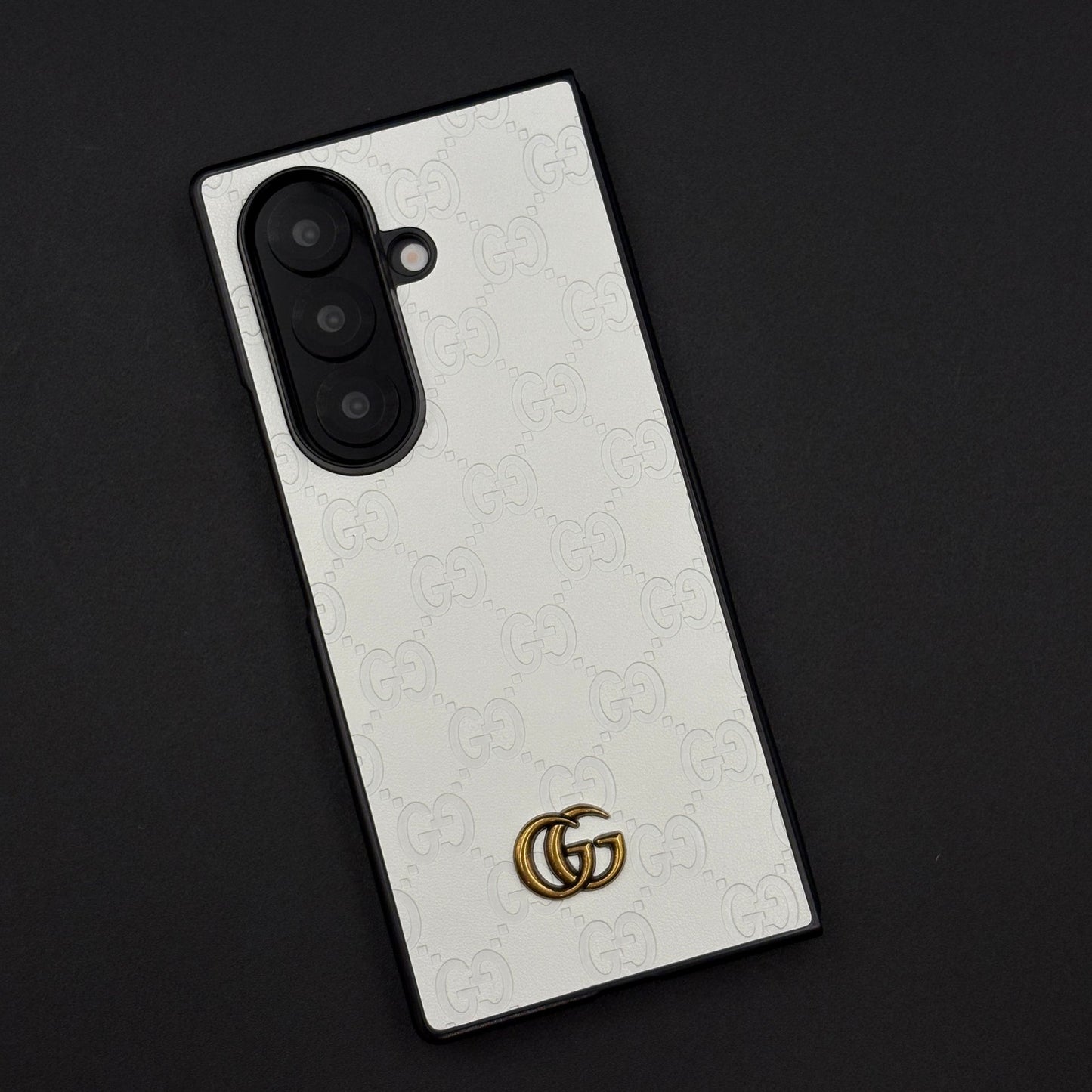 Luxury GG Pattern Leather Feel Case for Samsung Galaxy Z Fold 6 | Designer-Inspired Premium Back Cover