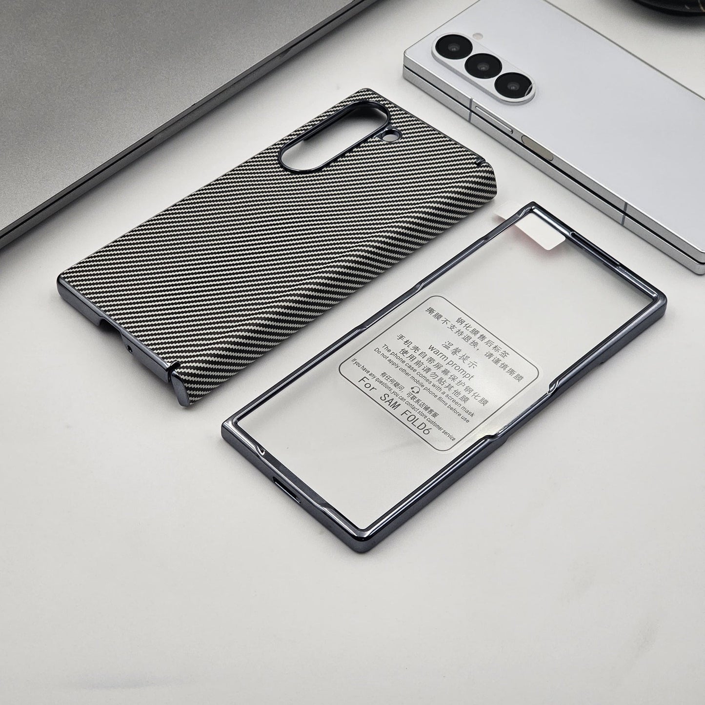Carbon Fibre Smooth Feel Case with Front Screen Protector For Samsung Galaxy Z Fold 7 | Lightweight | Luxury Look