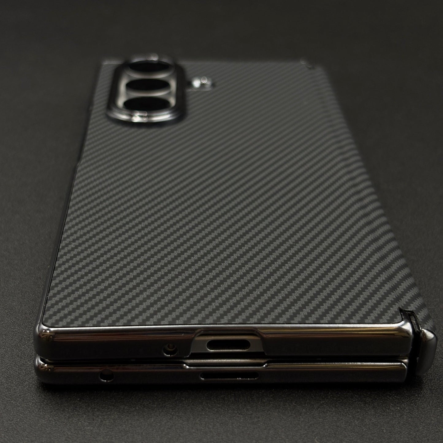 Carbon Fibre Smooth Feel Case with Front Screen Protector For Samsung Galaxy Z Fold 6 | Lightweight | Luxury Look
