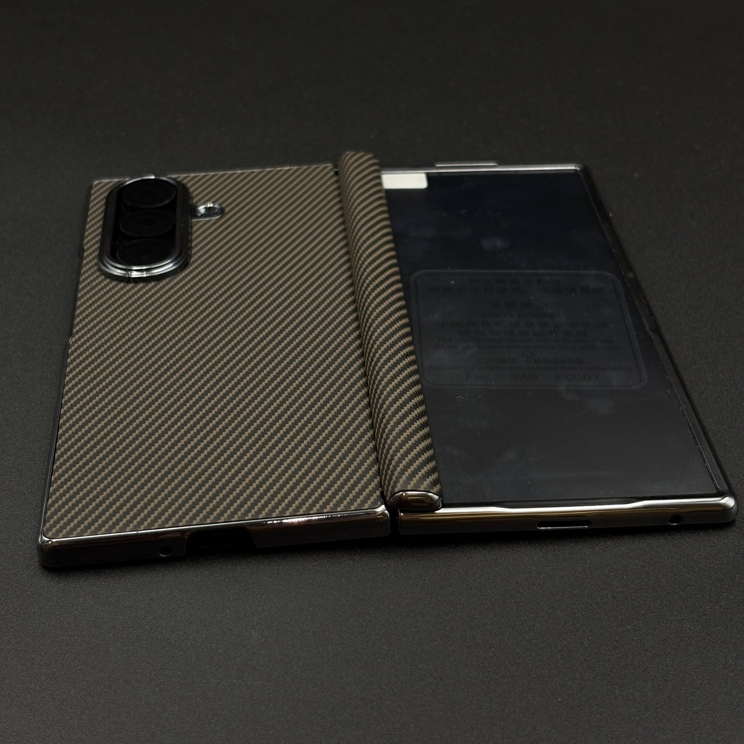 Carbon Fibre Smooth Feel Case with Front Screen Protector For Samsung Galaxy Z Fold 7 | Lightweight | Luxury Look