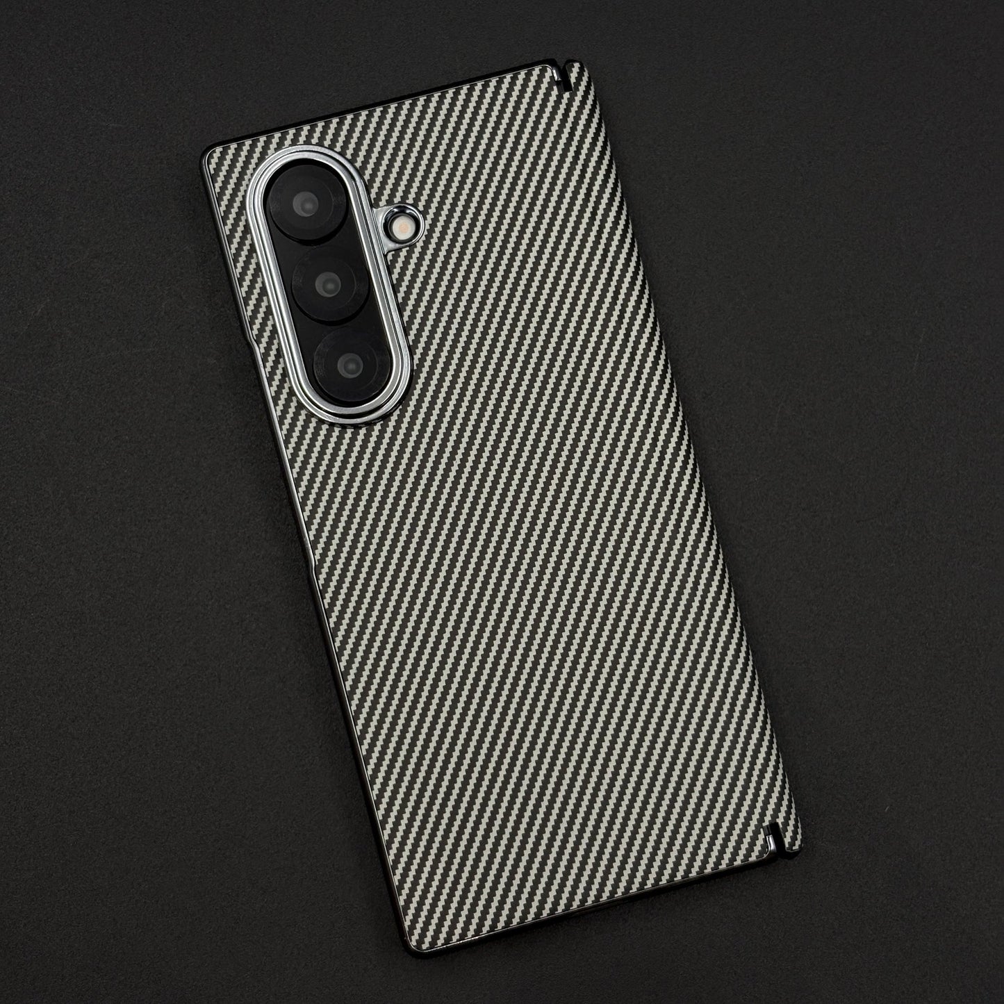 Carbon Fibre Smooth Feel Case with Front Screen Protector For Samsung Galaxy Z Fold 7 | Lightweight | Luxury Look