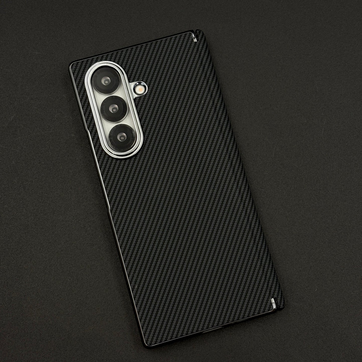 Carbon Fibre Smooth Feel Case with Front Screen Protector For Samsung Galaxy Z Fold 7 | Lightweight | Luxury Look