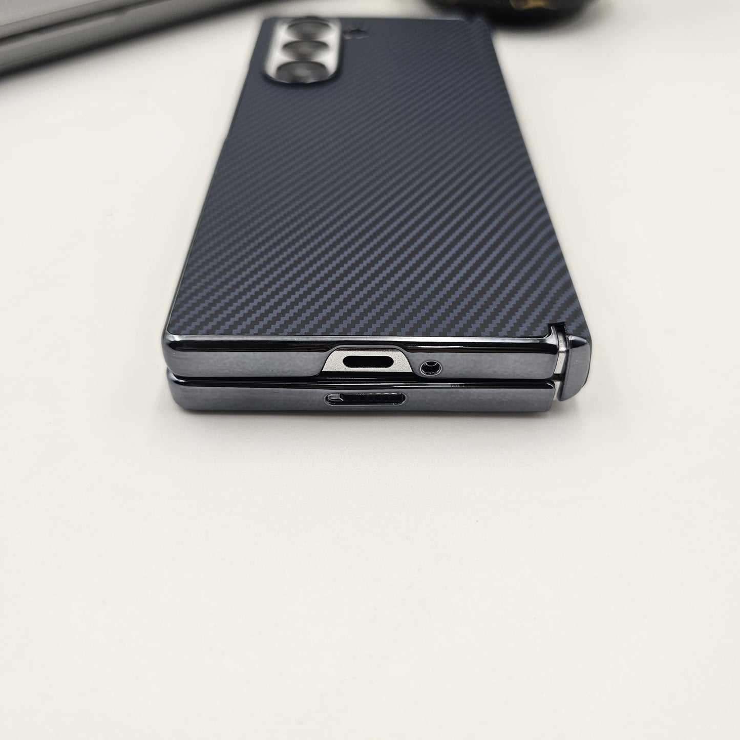 Carbon Fibre Smooth Feel Case with Front Screen Protector For Samsung Galaxy Z Fold 7 | Lightweight | Luxury Look