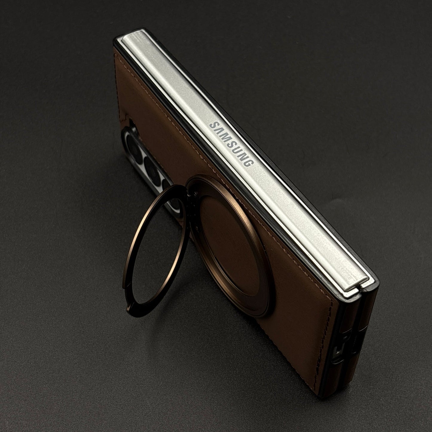 Stitch Leather Case 360° Rotating Metal Stand for Samsung Galaxy Z Fold 6 | Magsafe Compatible | Premium Feel & Grip