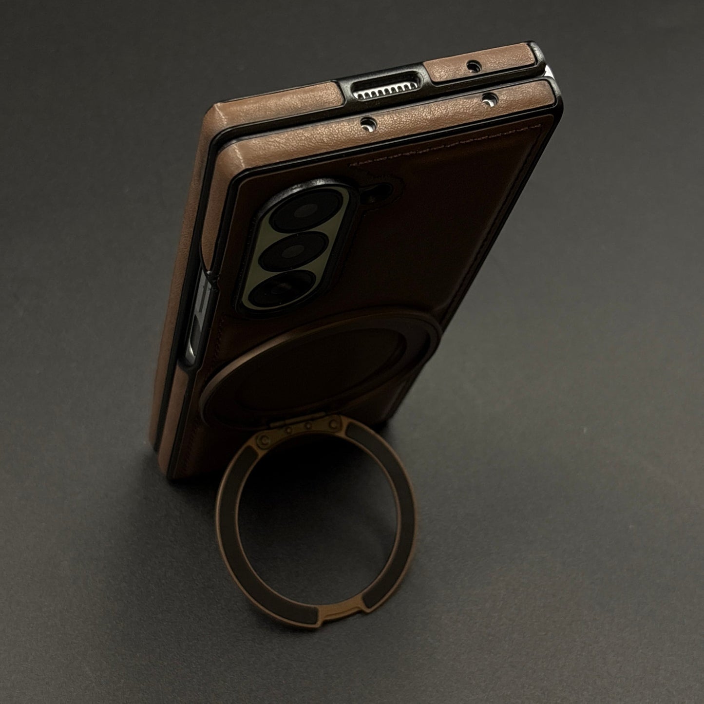 Stitch Leather Case 360° Rotating Metal Stand for Samsung Galaxy Z Fold 6 | Magsafe Compatible | Premium Feel & Grip