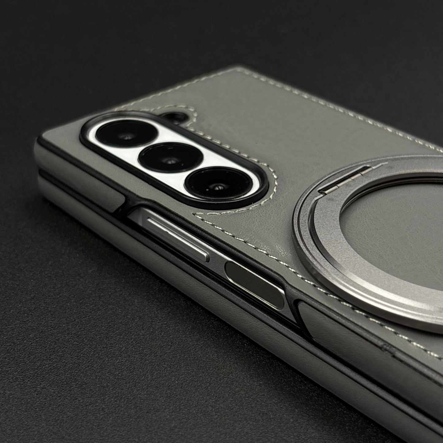 Stitch Leather Case 360° Rotating Metal Stand for Samsung Galaxy Z Fold 6 | Magsafe Compatible | Premium Feel & Grip