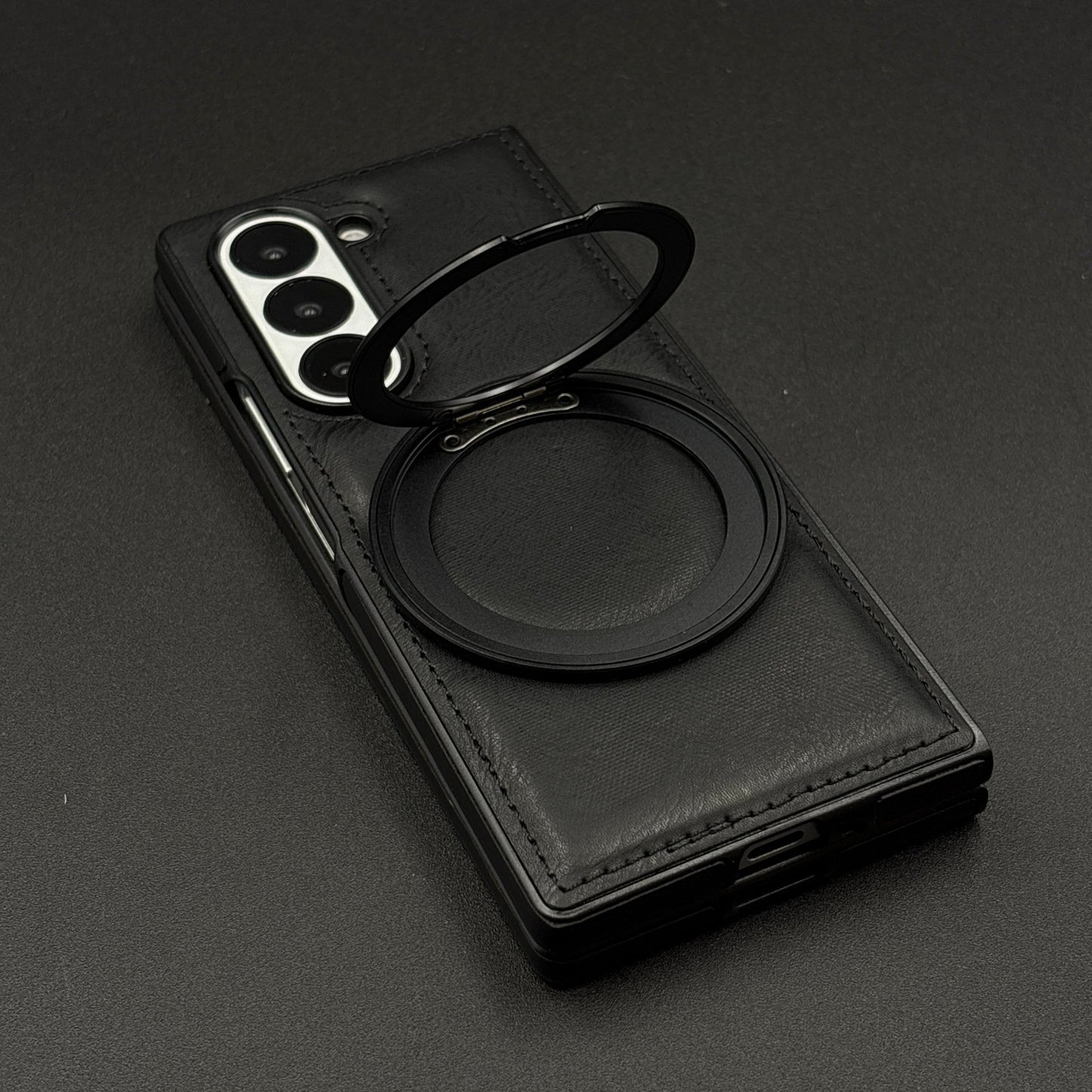 Stitch Leather Case 360° Rotating Metal Stand for Samsung Galaxy Z Fold 6 | Magsafe Compatible | Premium Feel & Grip