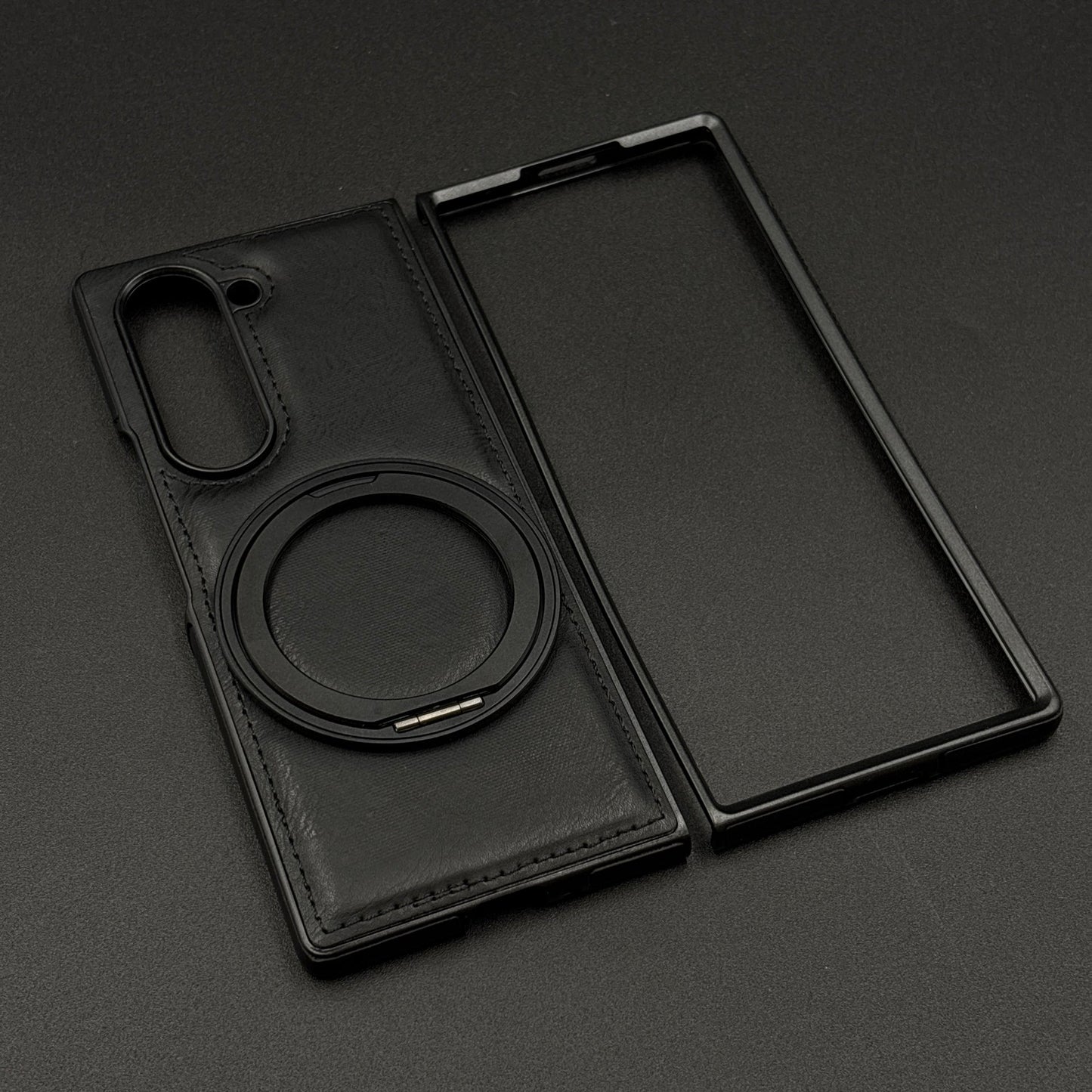 Stitch Leather Case 360° Rotating Metal Stand for Samsung Galaxy Z Fold 6 | Magsafe Compatible | Premium Feel & Grip