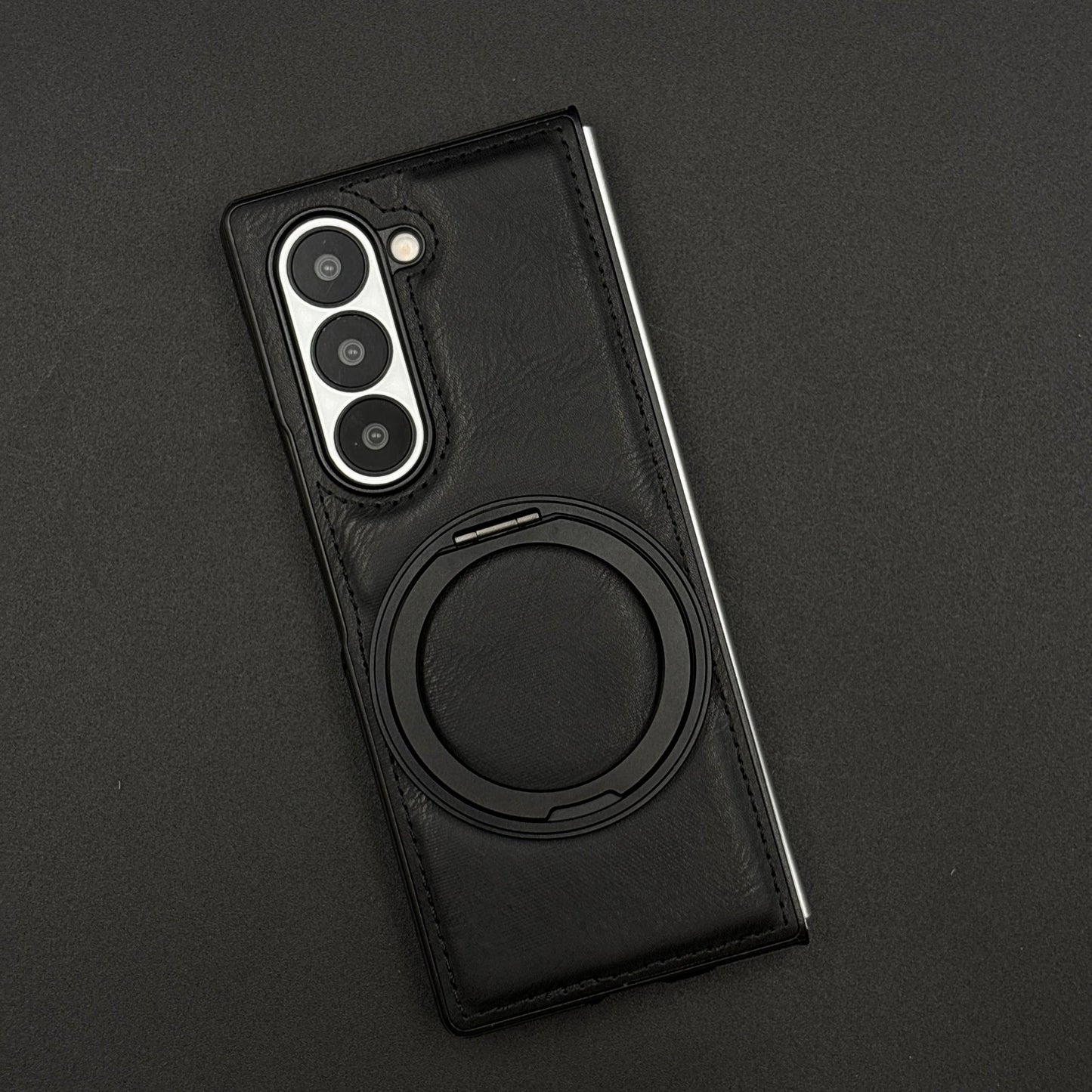Stitch Leather Case 360° Rotating Metal Stand for Samsung Galaxy Z Fold 6 | Magsafe Compatible | Premium Feel & Grip