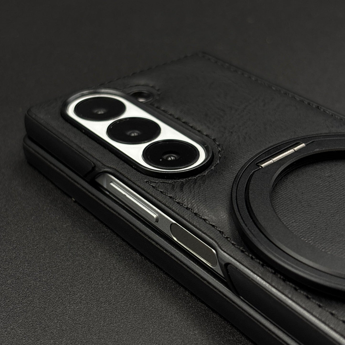 Stitch Leather Case 360° Rotating Metal Stand for Samsung Galaxy Z Fold 6 | Magsafe Compatible | Premium Feel & Grip