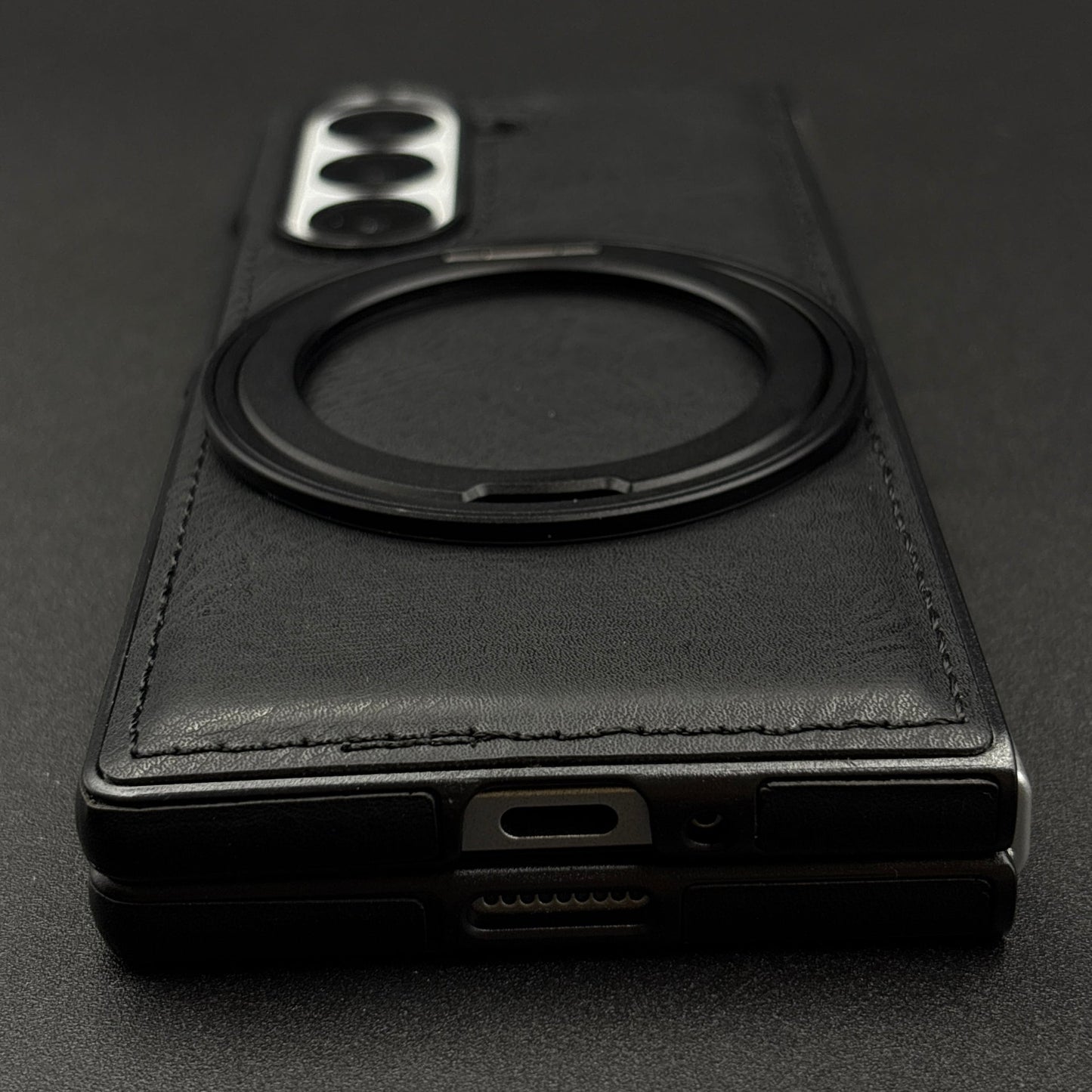 Stitch Leather Case 360° Rotating Metal Stand for Samsung Galaxy Z Fold 6 | Magsafe Compatible | Premium Feel & Grip