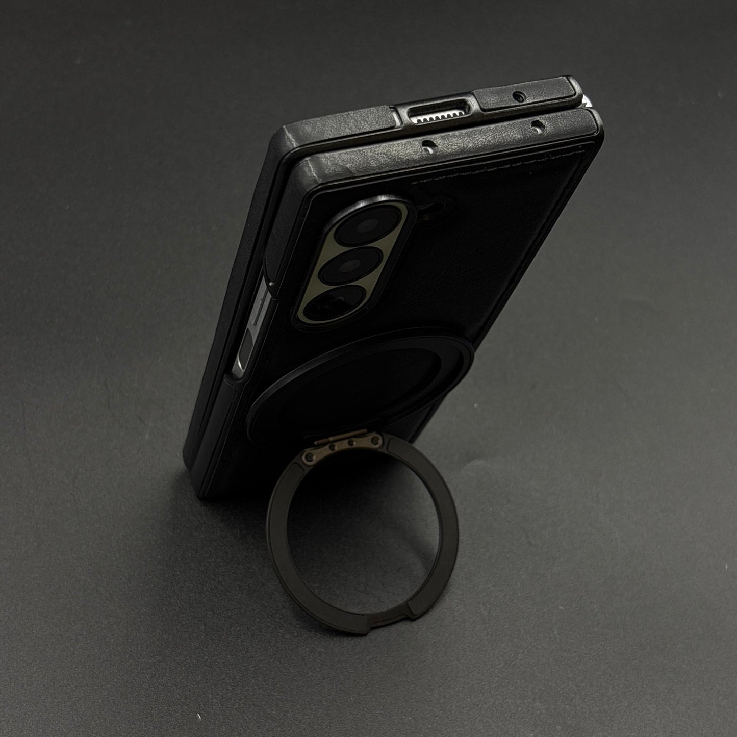 Stitch Leather Case 360° Rotating Metal Stand for Samsung Galaxy Z Fold 6 | Magsafe Compatible | Premium Feel & Grip