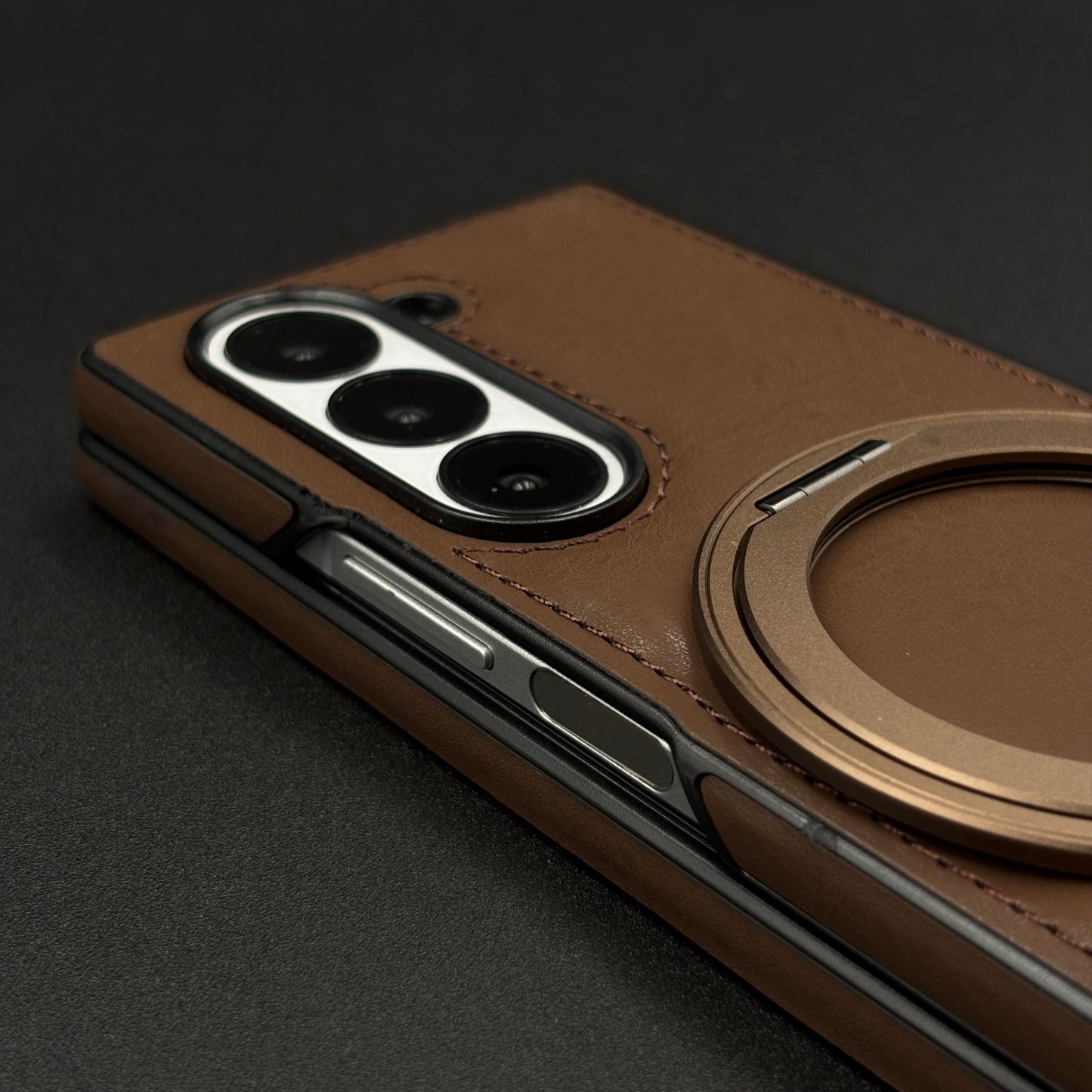 Stitch Leather Case 360° Rotating Metal Stand for Samsung Galaxy Z Fold 6 | Magsafe Compatible | Premium Feel & Grip
