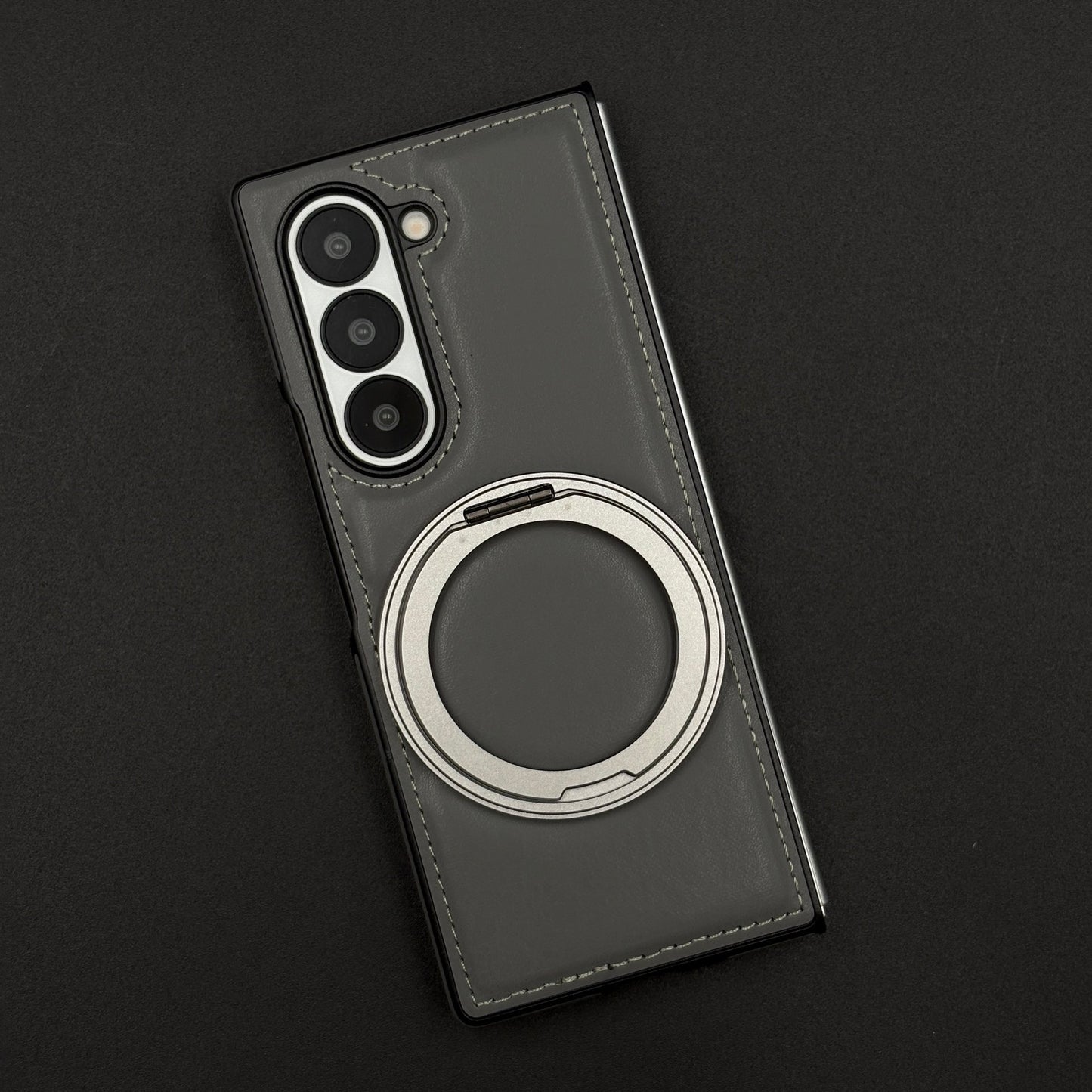Stitch Leather Case 360° Rotating Metal Stand for Samsung Galaxy Z Fold 6 | Magsafe Compatible | Premium Feel & Grip