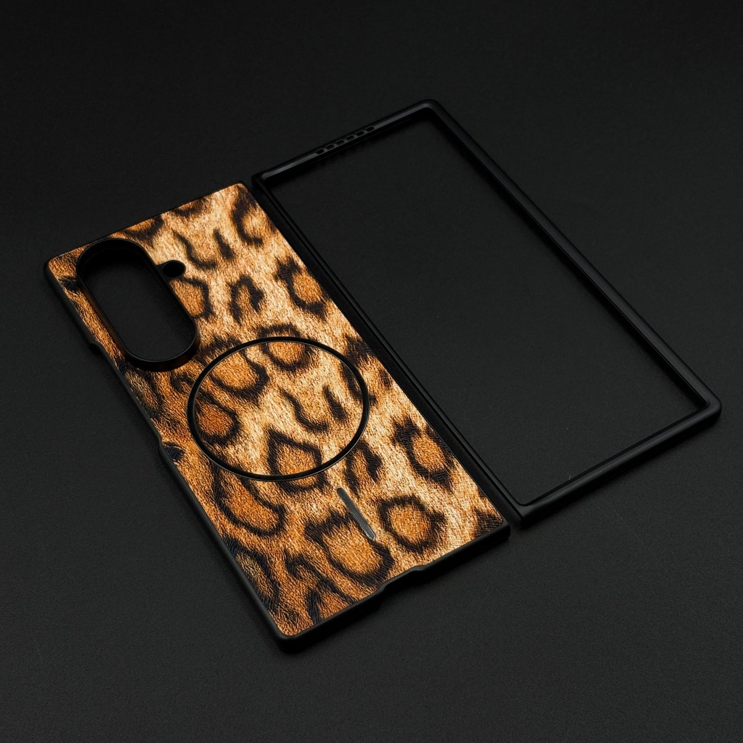Leopard Print PU Leather Case for Samsung Galaxy Z Fold 7 | MagSafe Compatible | Bold Feel | Stylish Protection