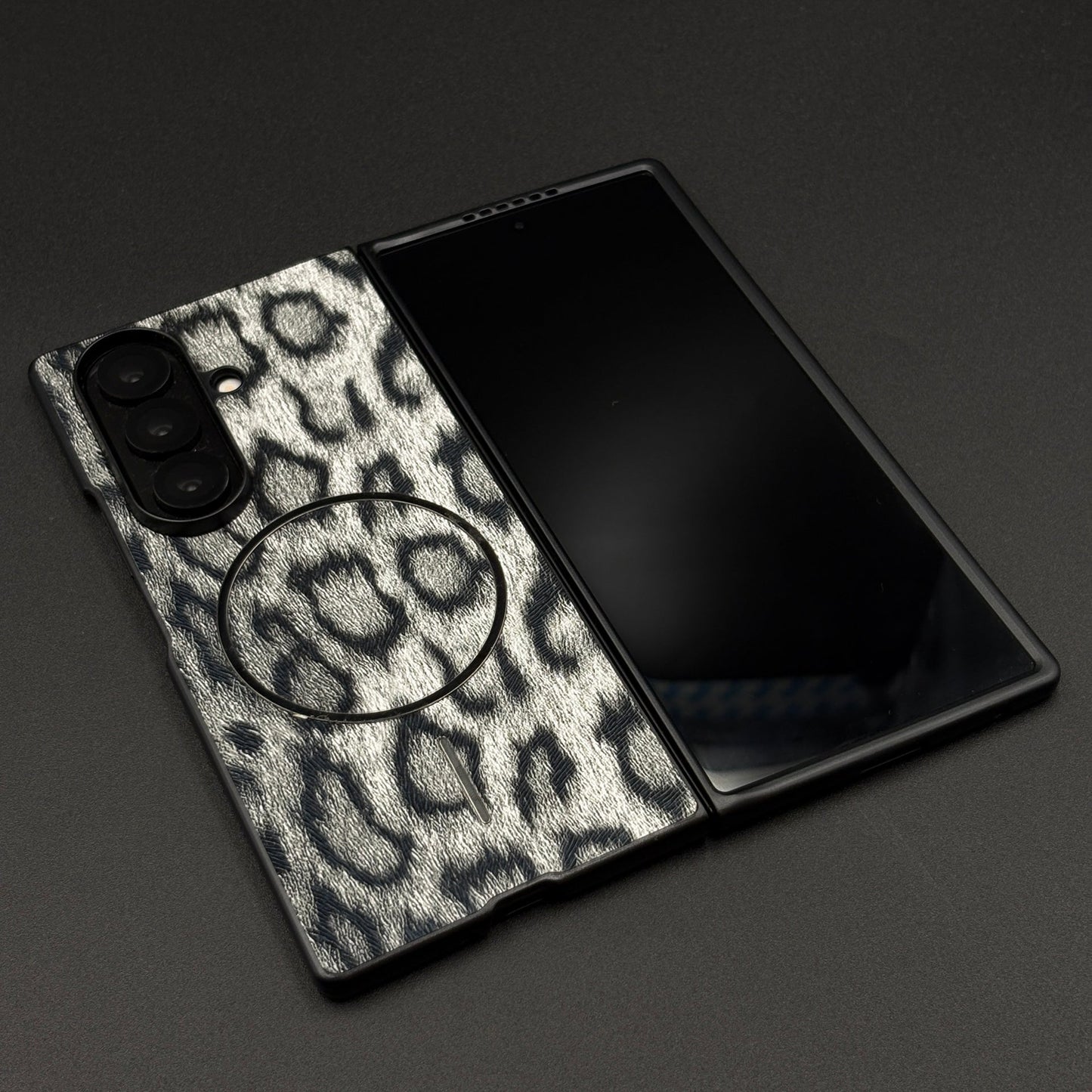 Leopard Print PU Leather Case for Samsung Galaxy Z Fold 7 | MagSafe Compatible | Bold Feel | Stylish Protection
