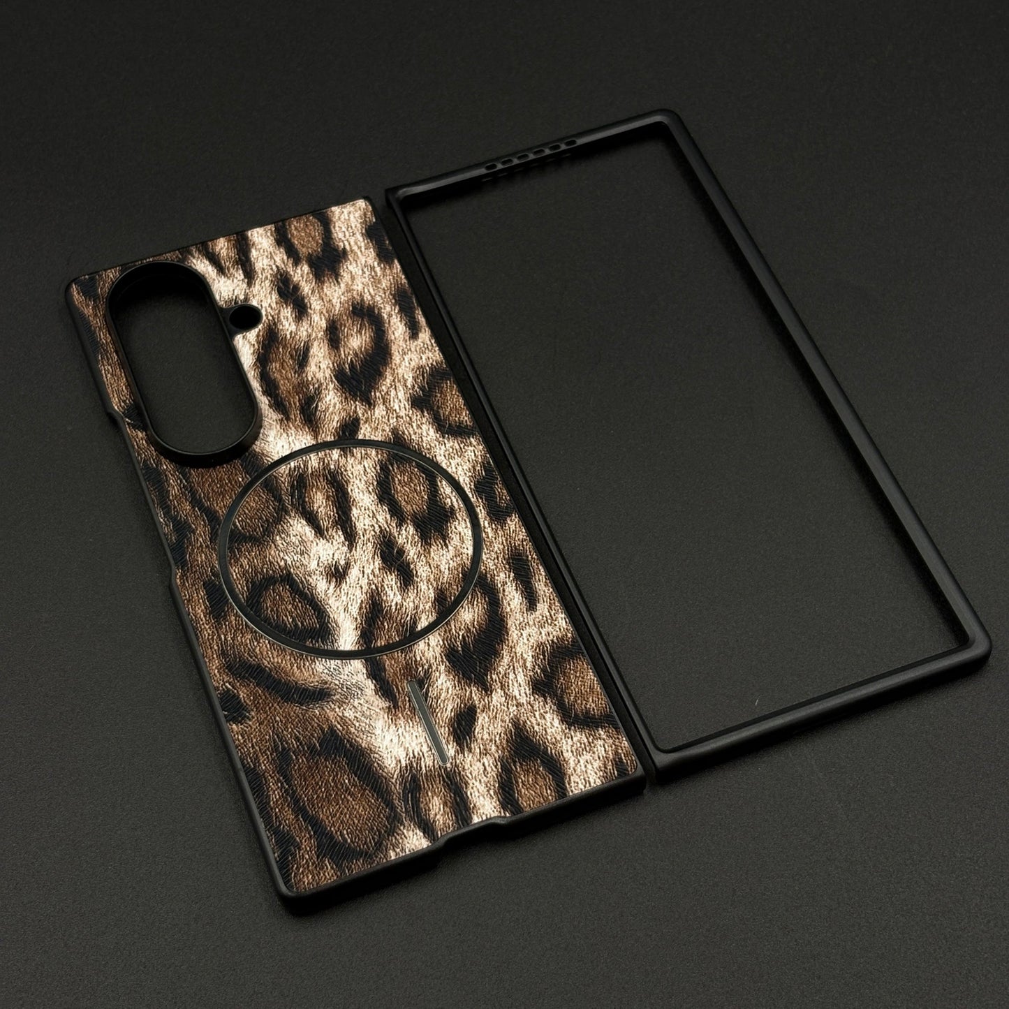 Leopard Print PU Leather Case for Samsung Galaxy Z Fold 7 | MagSafe Compatible | Bold Feel | Stylish Protection