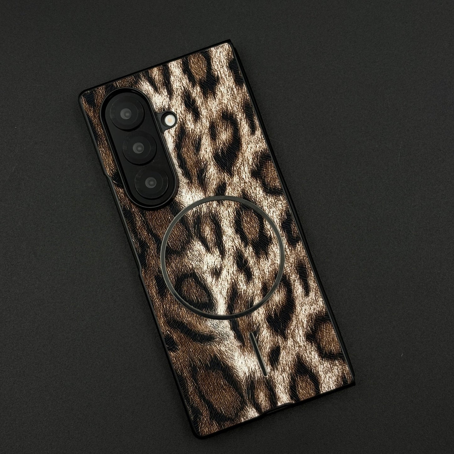 Leopard Print PU Leather Case for Samsung Galaxy Z Fold 7 | MagSafe Compatible | Bold Feel | Stylish Protection