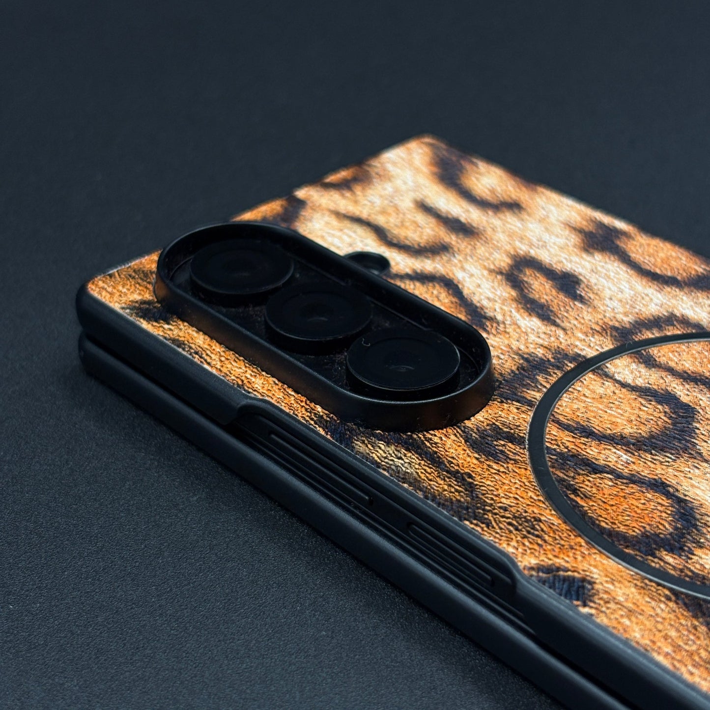Leopard Print PU Leather Case for Samsung Galaxy Z Fold 7 | MagSafe Compatible | Bold Feel | Stylish Protection