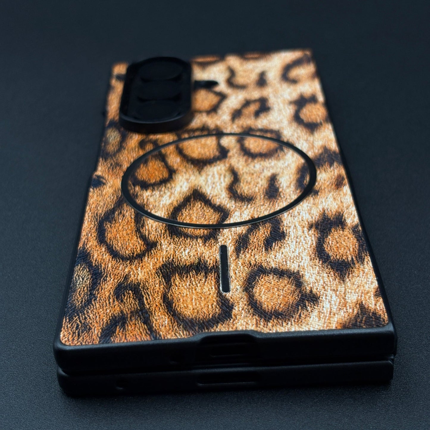 Leopard Print PU Leather Case for Samsung Galaxy Z Fold 7 | MagSafe Compatible | Bold Feel | Stylish Protection
