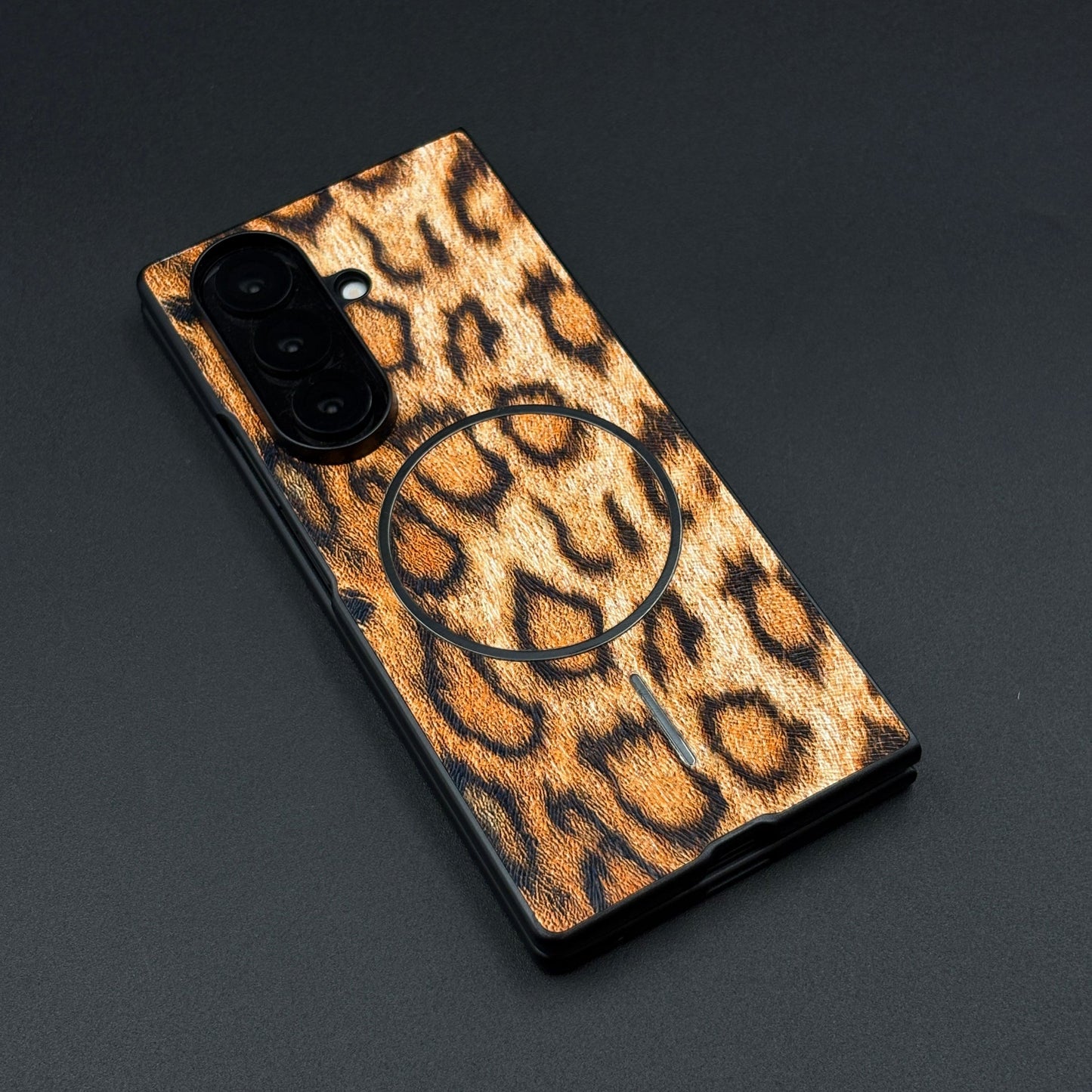 Leopard Print PU Leather Case for Samsung Galaxy Z Fold 7 | MagSafe Compatible | Bold Feel | Stylish Protection
