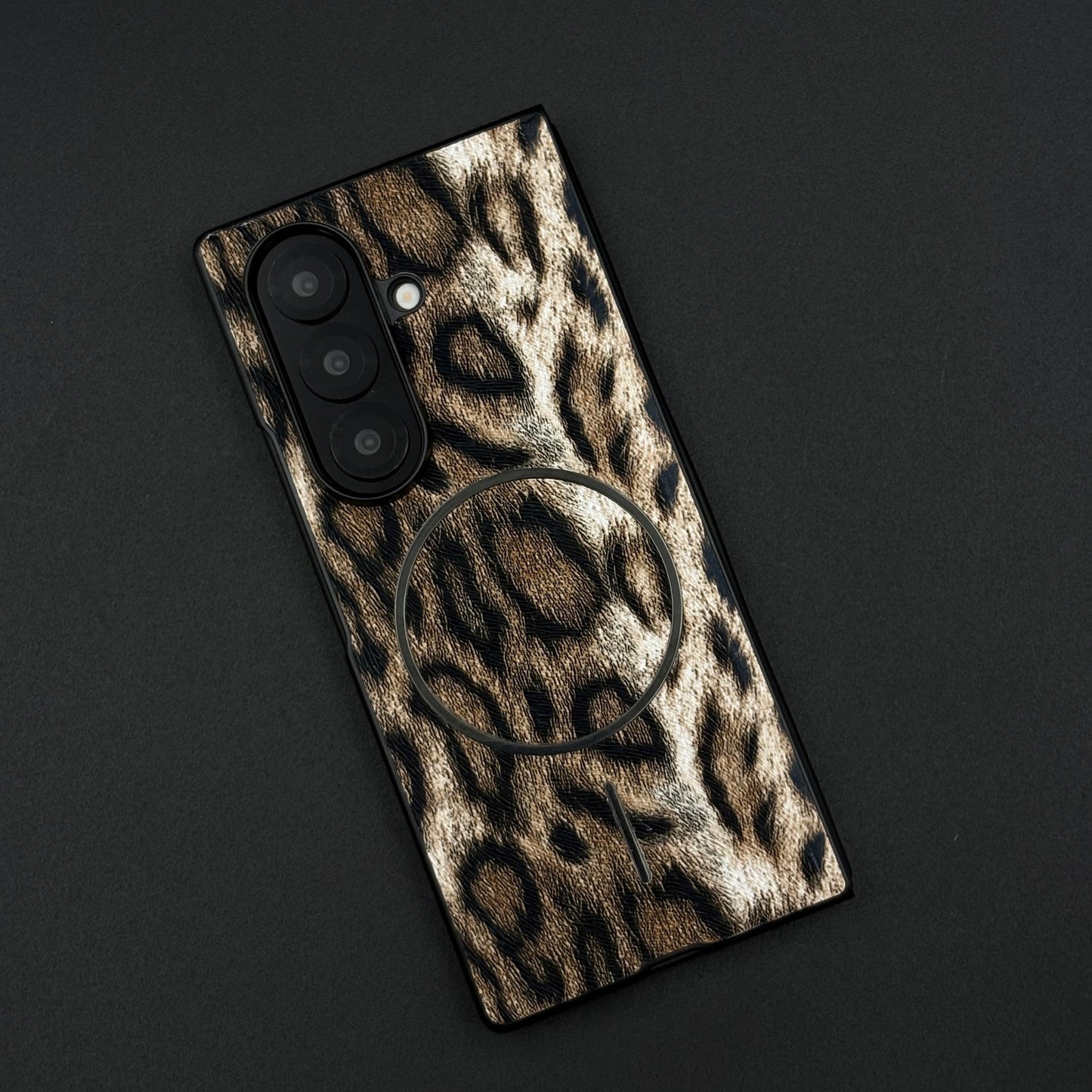 Leopard Print PU Leather Case for Samsung Galaxy Z Fold 7 | MagSafe Compatible | Bold Feel | Stylish Protection