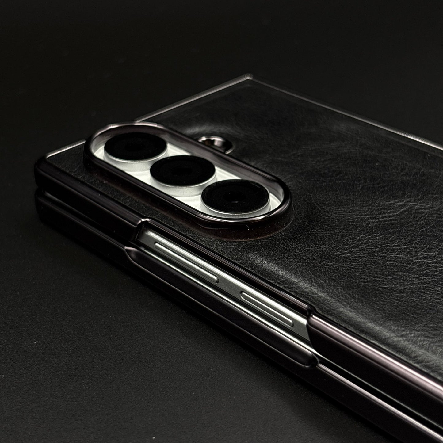 Leather Chrome Plated Case with Front Screen Protector for Samsung Galaxy Z Fold 6 | Luxury Protective Cover