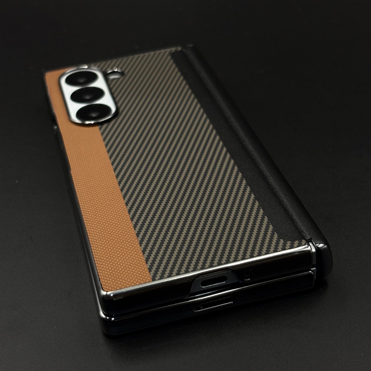 Dual Shade Carbon Fibre Case for Samsung Galaxy Z Fold 7 | Front Display & Hinge Guard | Luxury Edition