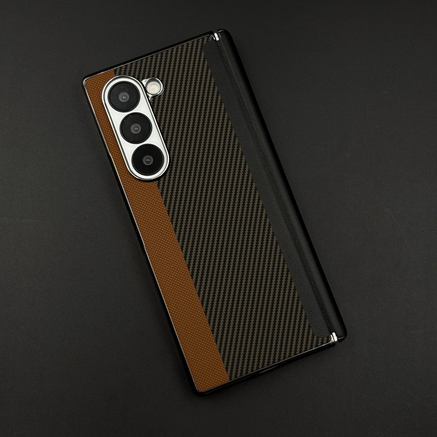 Dual Shade Carbon Fibre Case for Samsung Galaxy Z Fold 7 | Front Display & Hinge Guard | Luxury Edition