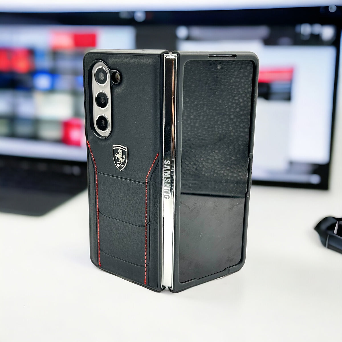 FR Stitched PU Leather Case for Samsung Galaxy Z Fold 7 | Luxury Protective Edition