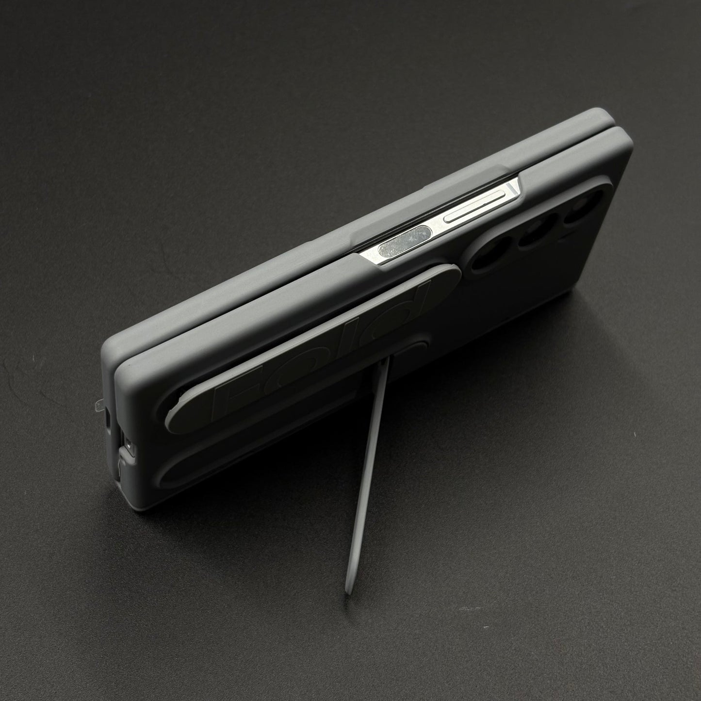 Smooth Silk Feel Silicone Case with Kickstand & Wristband for Samsung Galaxy Z Fold 5 | Front Screen Protector