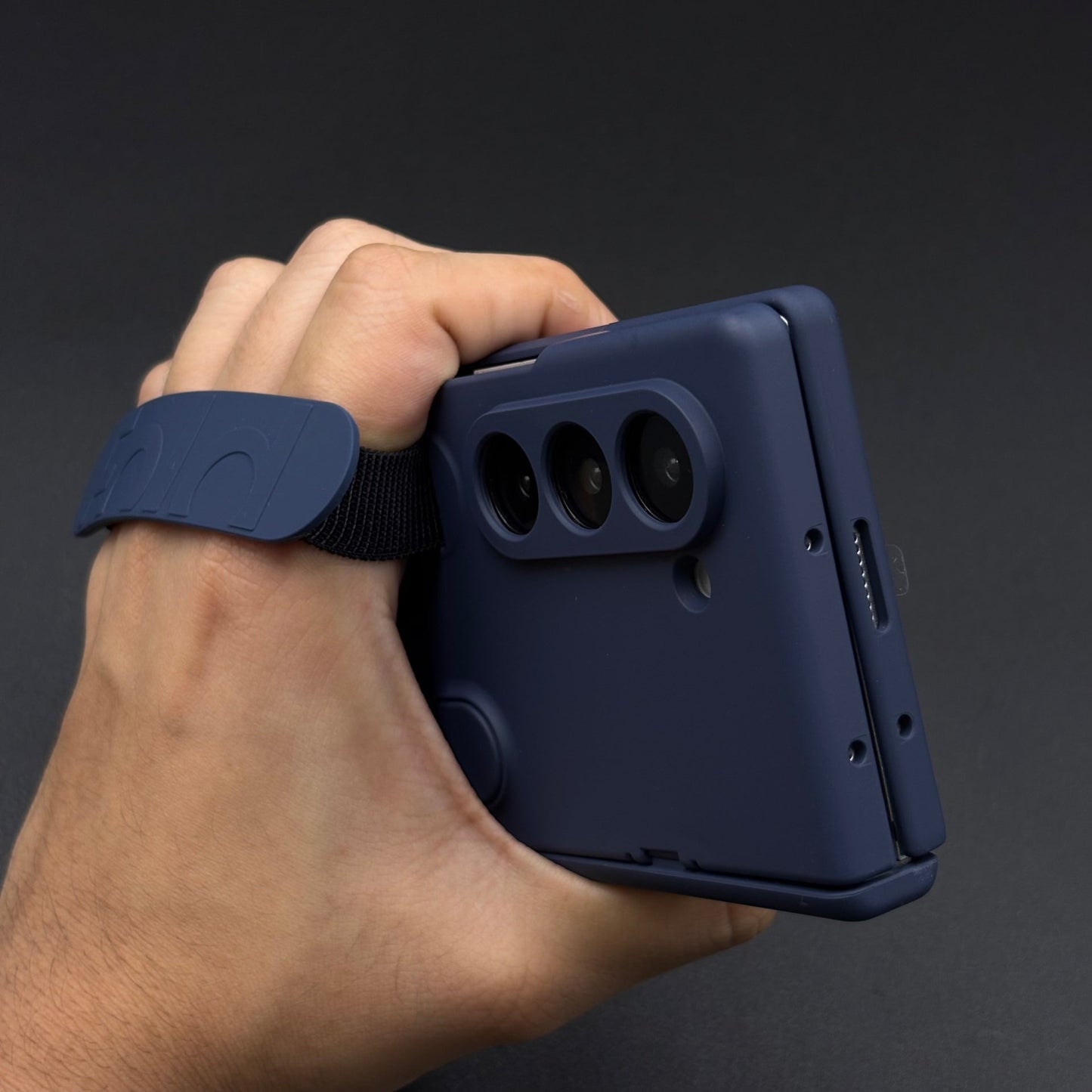 Smooth Silk Feel Silicone Case with Kickstand & Wristband for Samsung Galaxy Z Fold 5 | Front Screen Protector