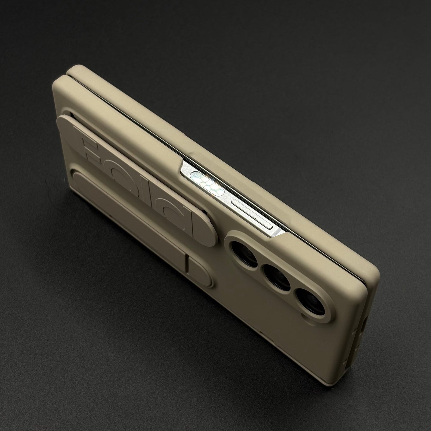 Smooth Silk Feel Silicone Case with Kickstand & Wristband for Samsung Galaxy Z Fold 5 | Front Screen Protector