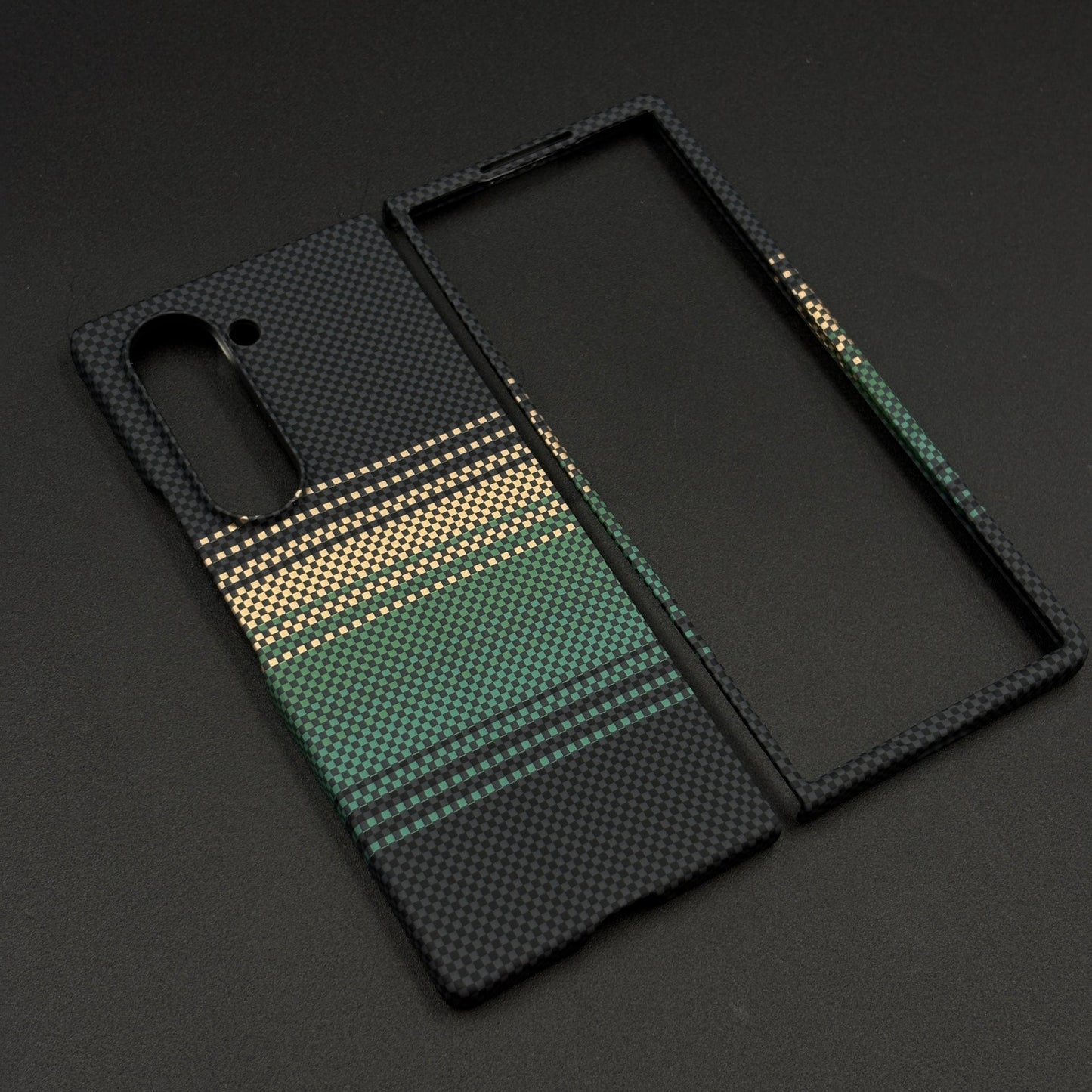Green Stripe Slim Case for Samsung Galaxy Z Fold 6 | Rare Aramid Texture Finish | Real Carbon Fibre Feel | Hidden MagSafe
