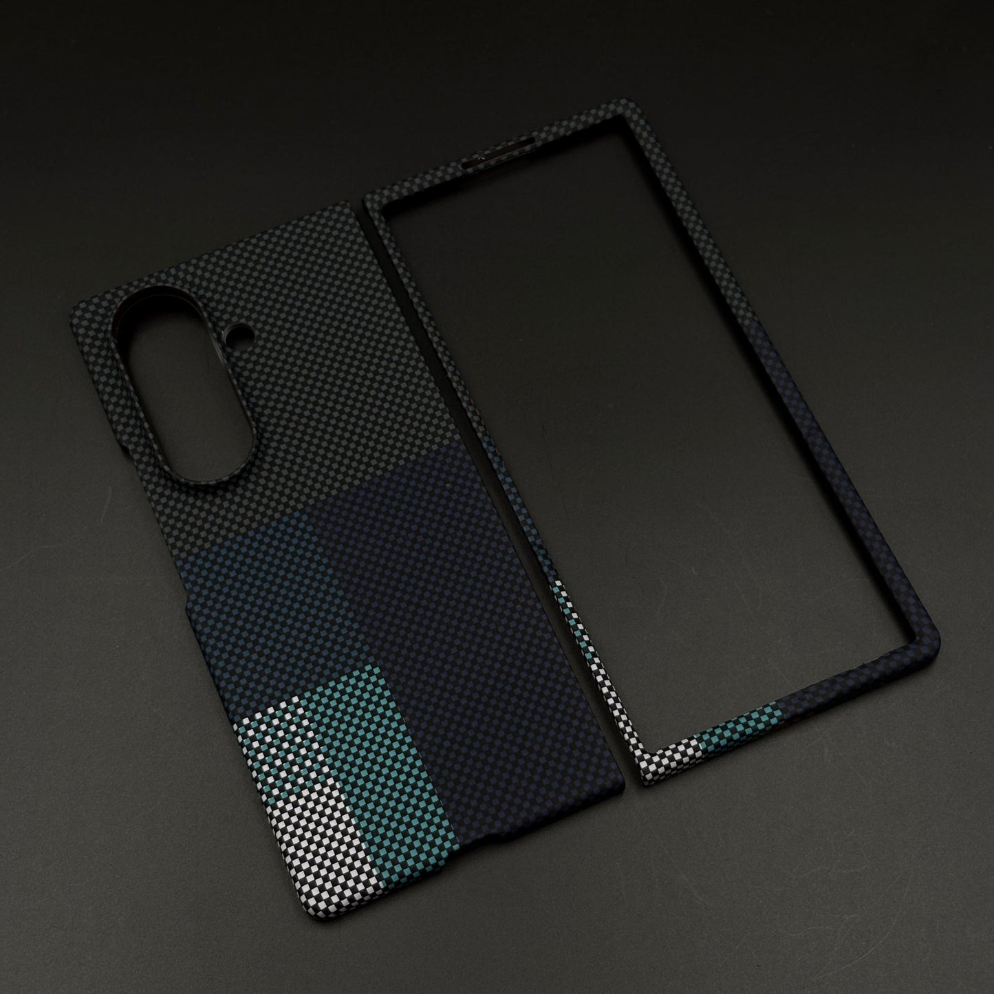 Blue Block Aramid Case with Hidden MagSafe for Samsung Galaxy Z Fold 6 | Camera Kickstand | Carbon Fibre Feel