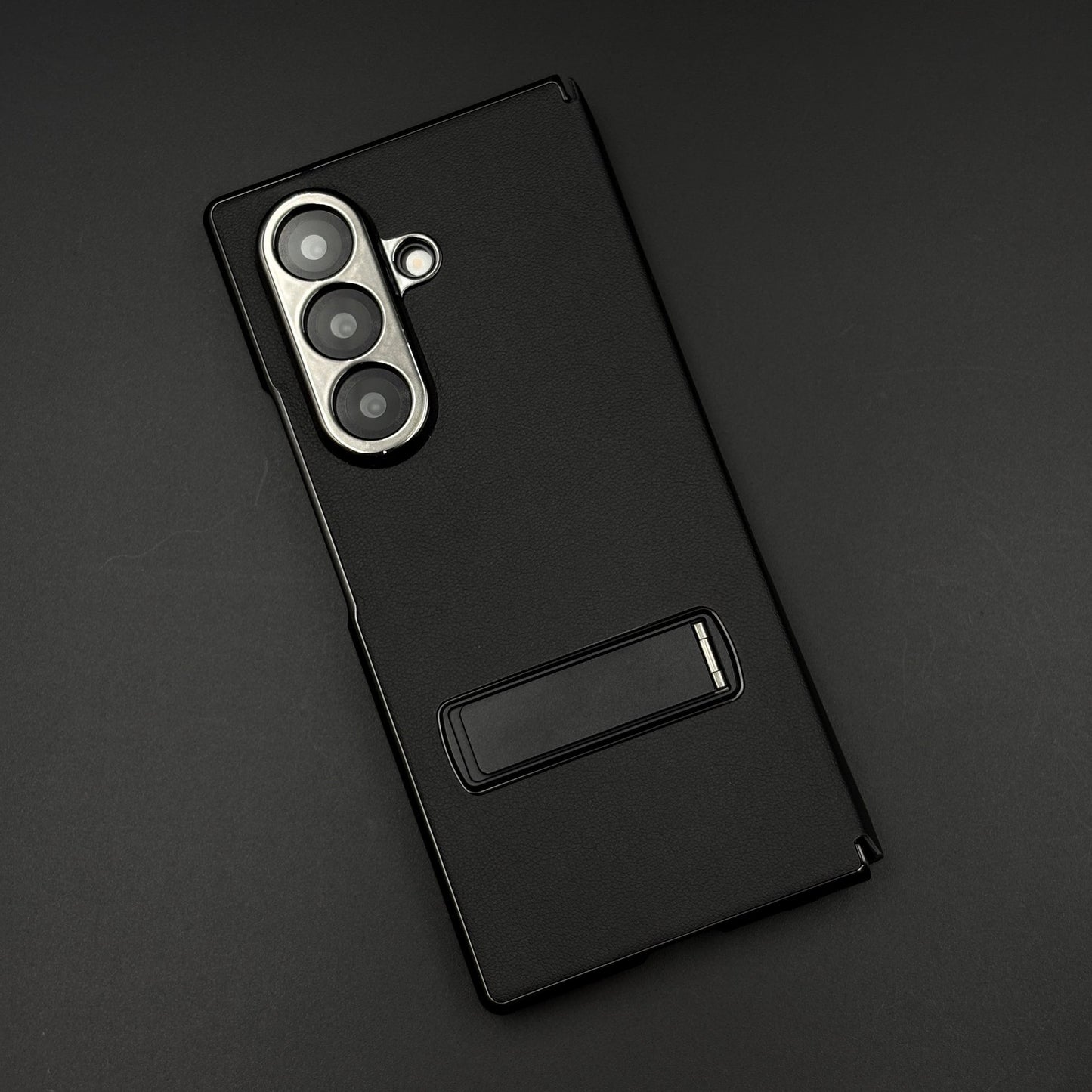 Leather Case with Flip Cover for Samsung Galaxy Z Fold 7 | Robust Metal Kickstand | Elegant Touch