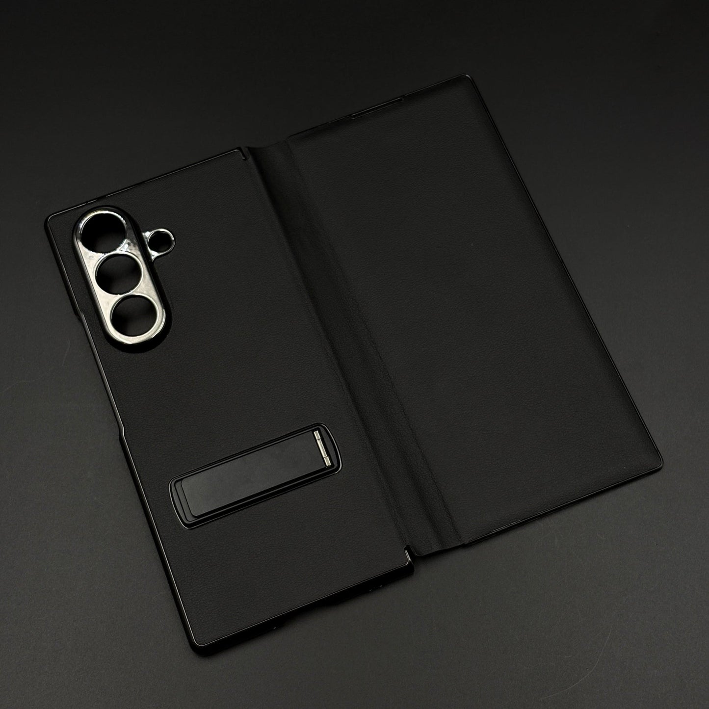 Leather Case with Flip Cover for Samsung Galaxy Z Fold 7 | Robust Metal Kickstand | Elegant Touch