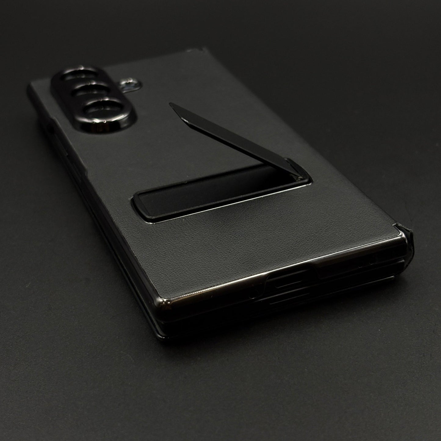 Leather Case with Flip Cover for Samsung Galaxy Z Fold 7 | Robust Metal Kickstand | Elegant Touch