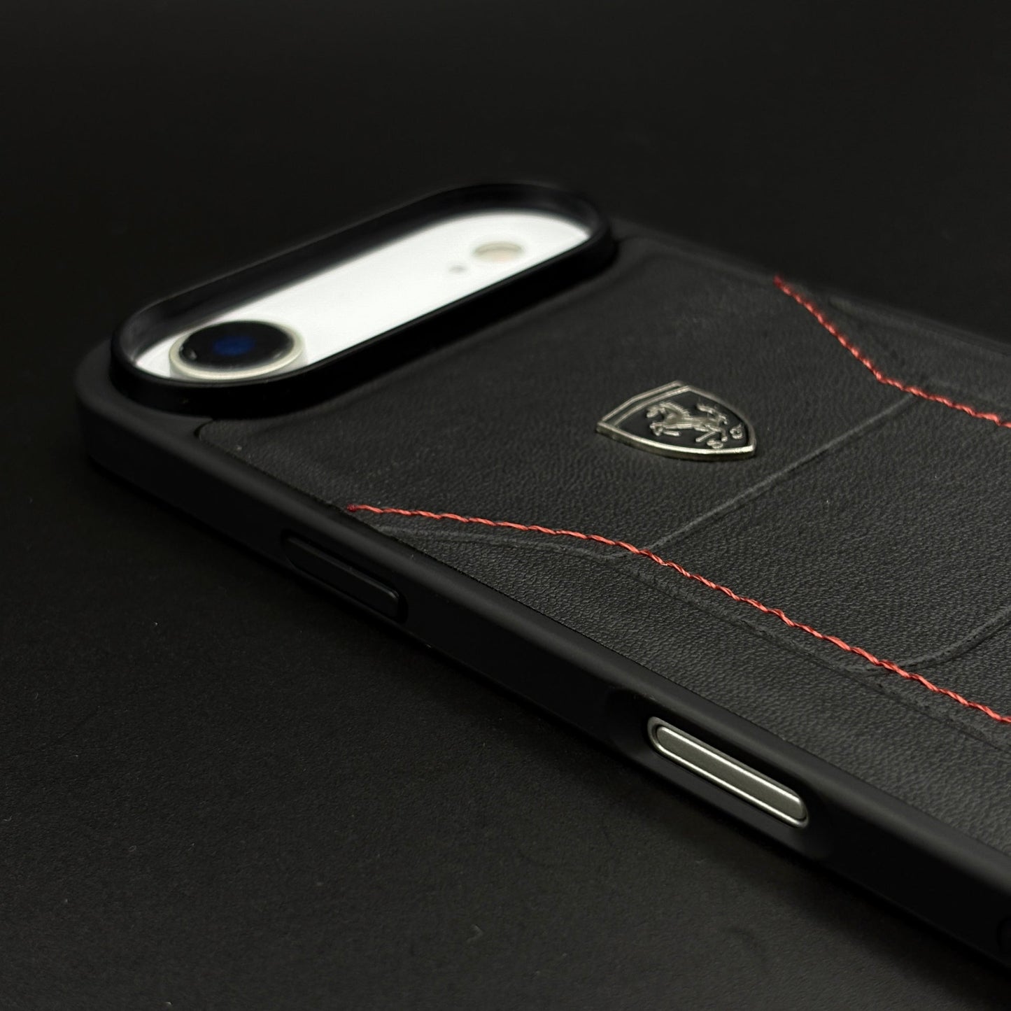 Luxury FR Stitched Leather Phone Case Cover for iPhone 17 Air | Iconic Black Design