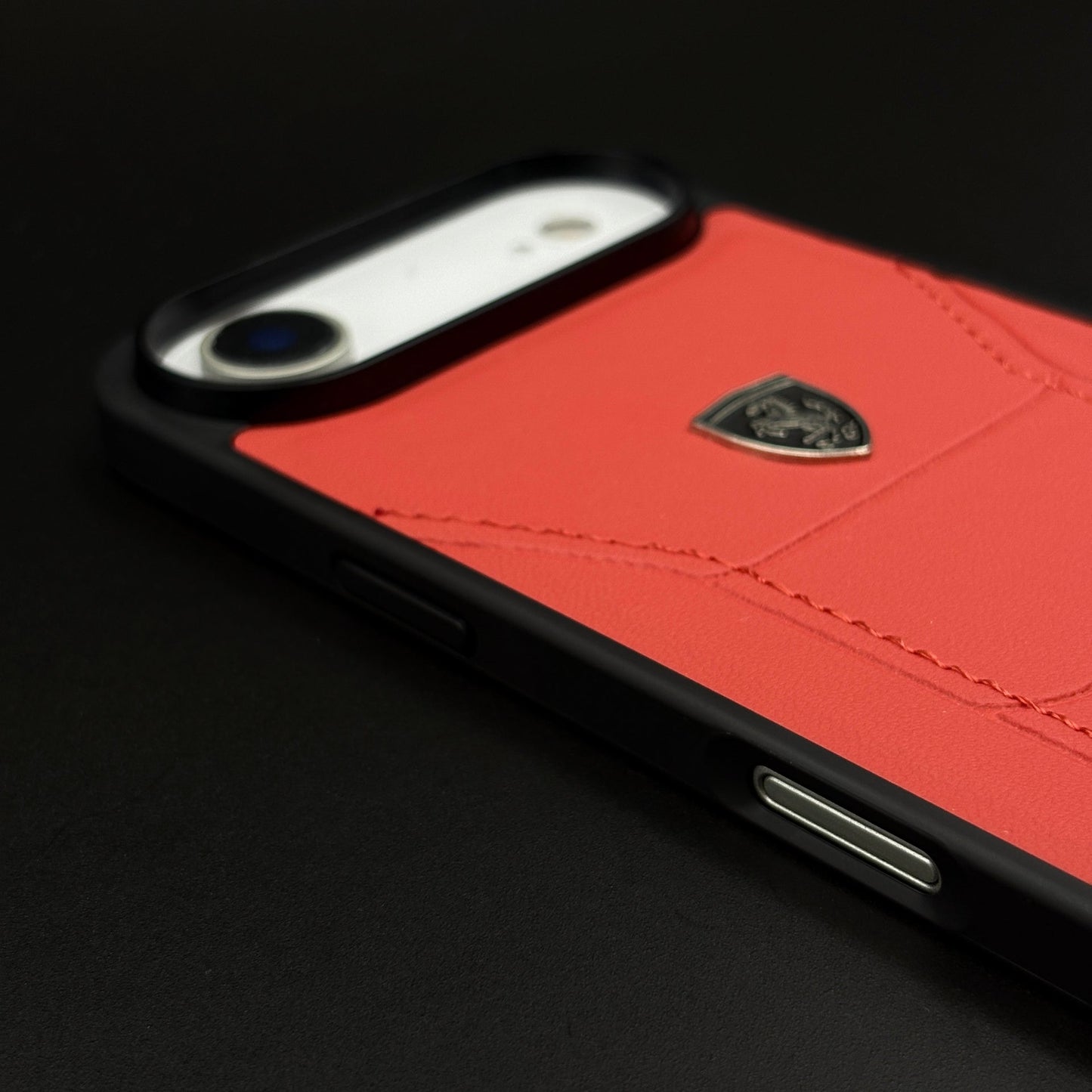 Luxury FR Stitched Leather Phone Case Cover for iPhone 17 Air | Iconic Red Design