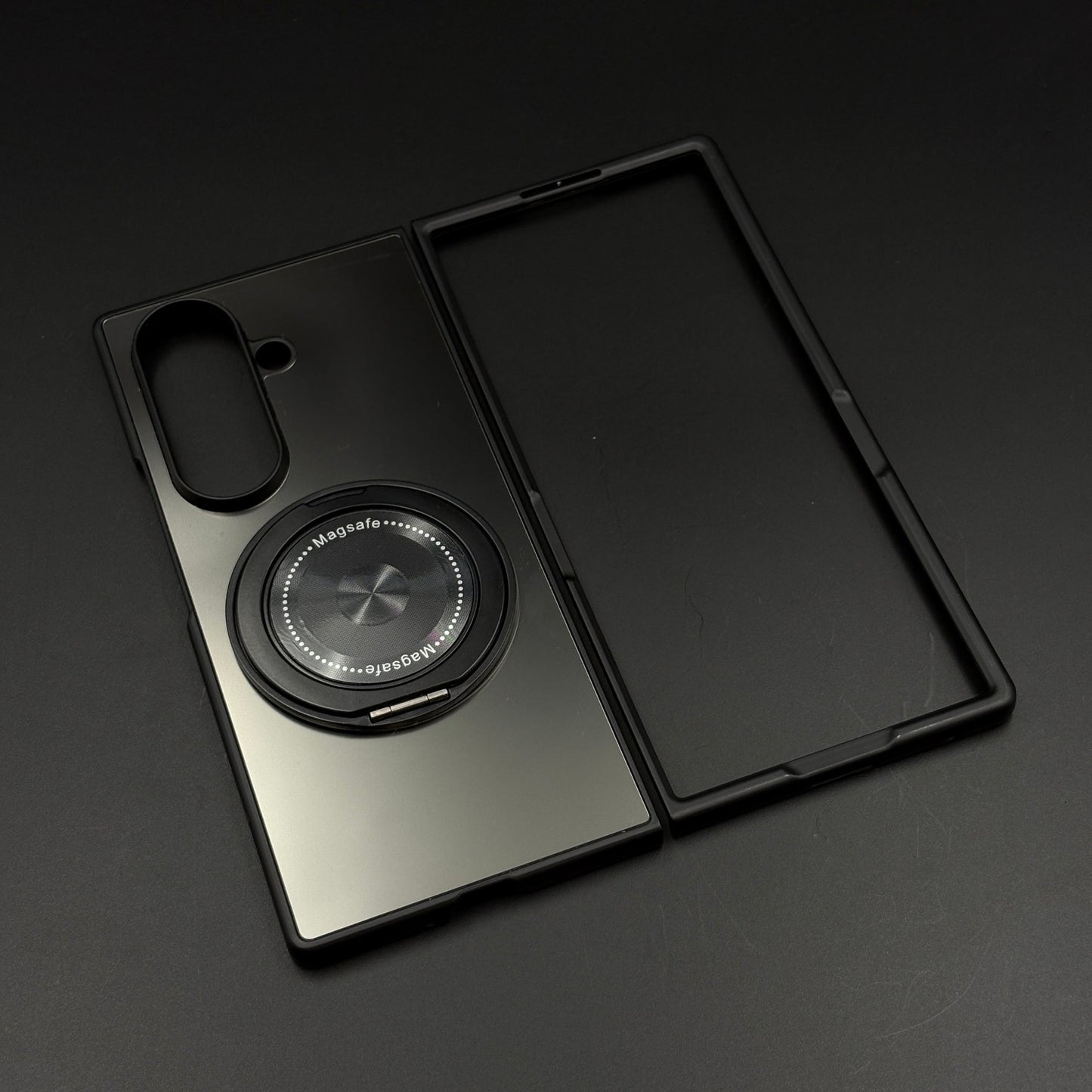 Rotating Metal Stand Matte Phone Case Cover for Samsung Galaxy Z Fold 7 | MagSafe Ring Kickstand