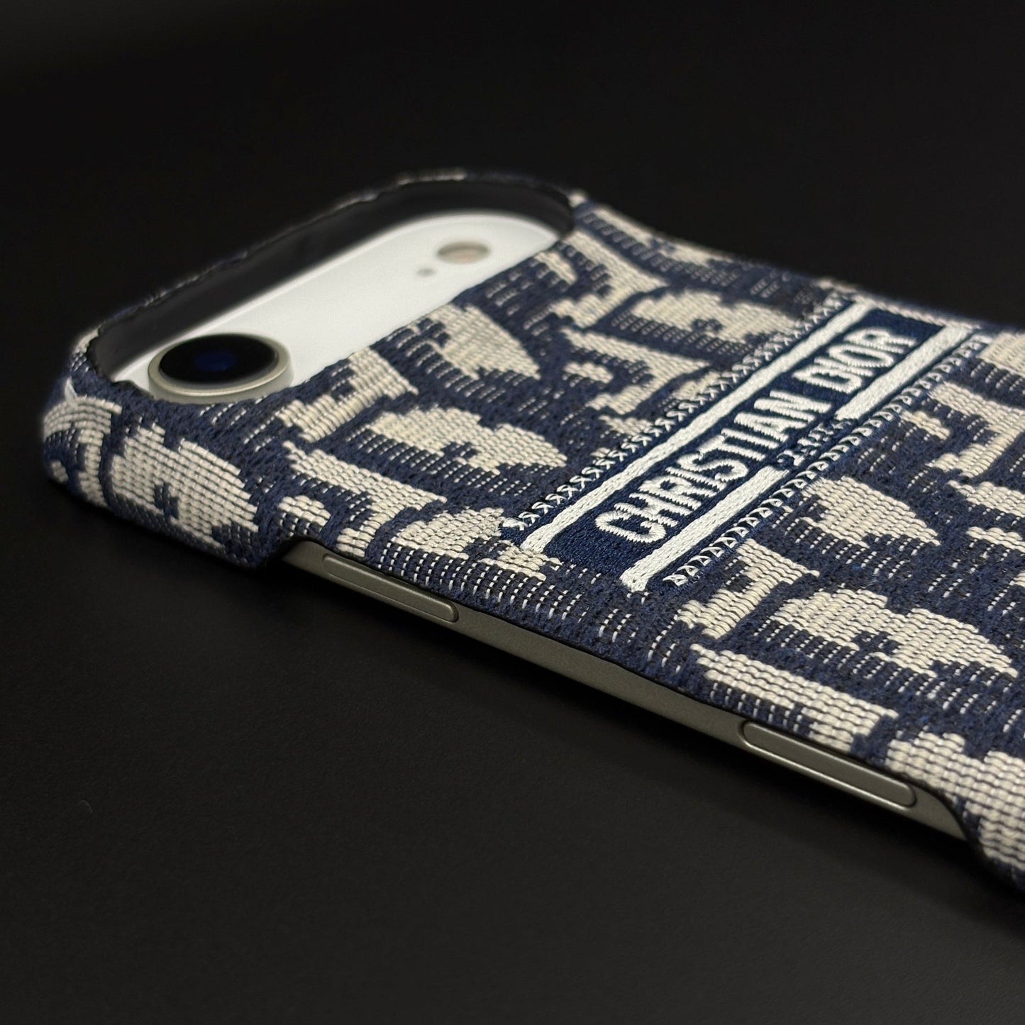 Embroidered Designer Fabric CD Case for iPhone 17 Air | Sophisticated Slim Cover
