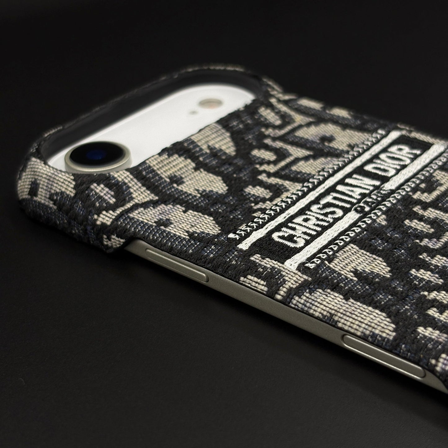 Embroidered Designer Fabric CD Case for iPhone 17 Air | Sophisticated Slim Cover